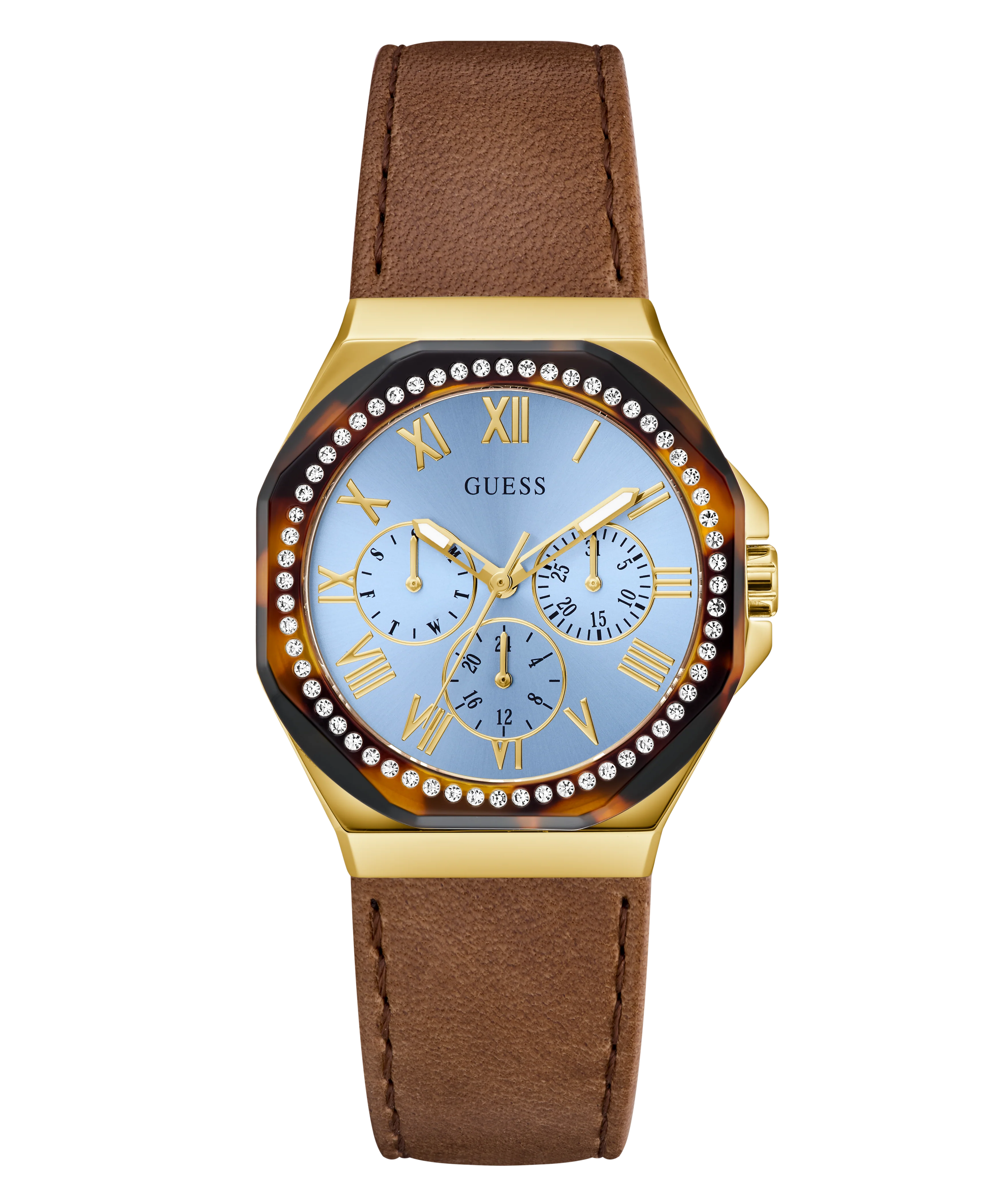 GUESS Ladies Brown Gold Tone Multi-function Watch - Image 3