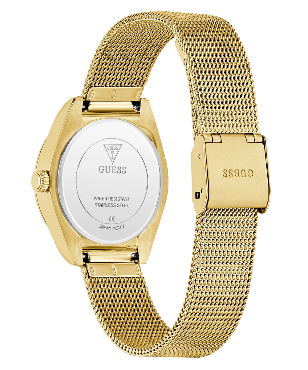 GUESS Ladies Day Of The Dead Gold Tone Analog Watch - Image 7