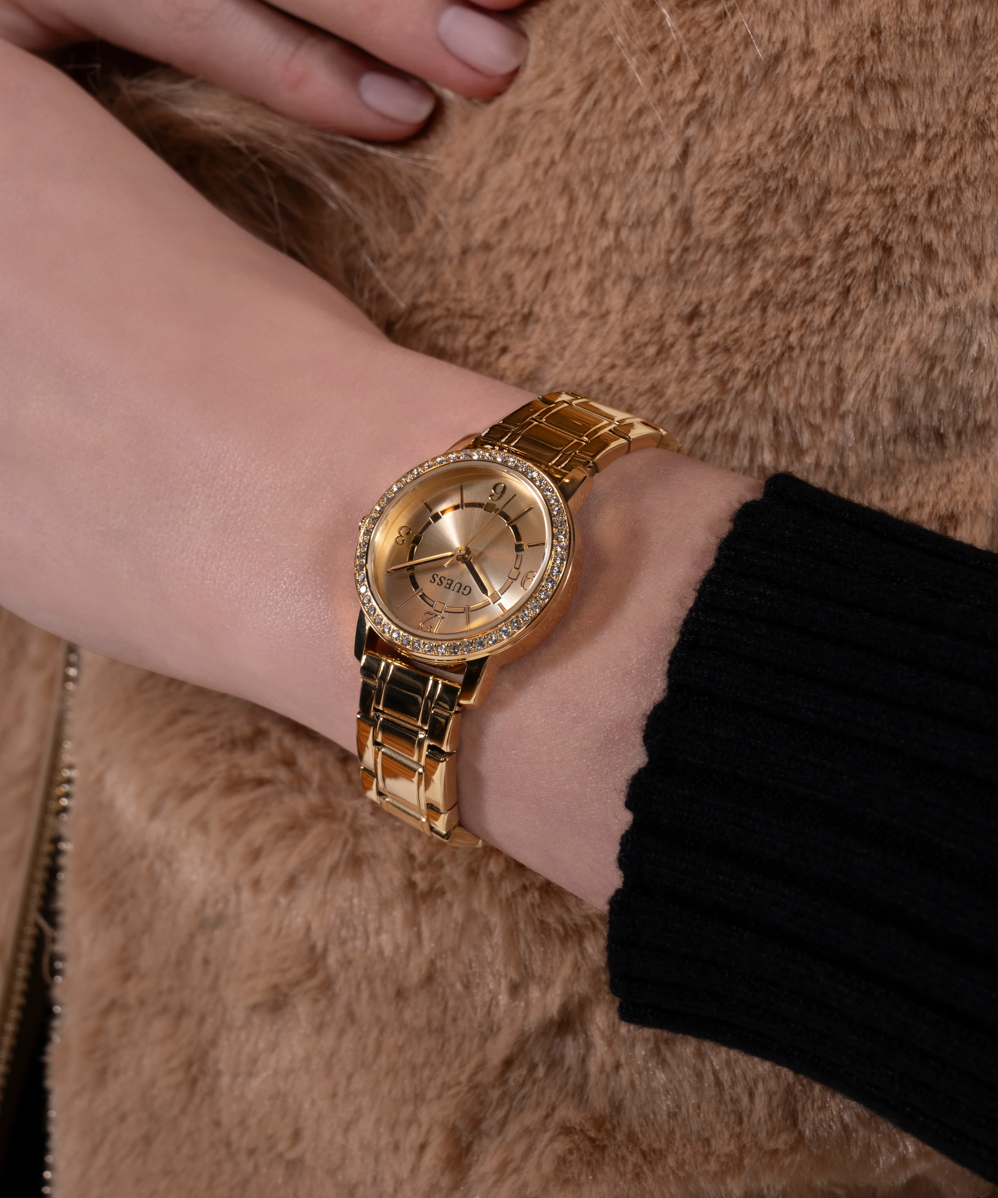 GUESS Ladies Gold Tone Analog Watch Gift Set - Image 2