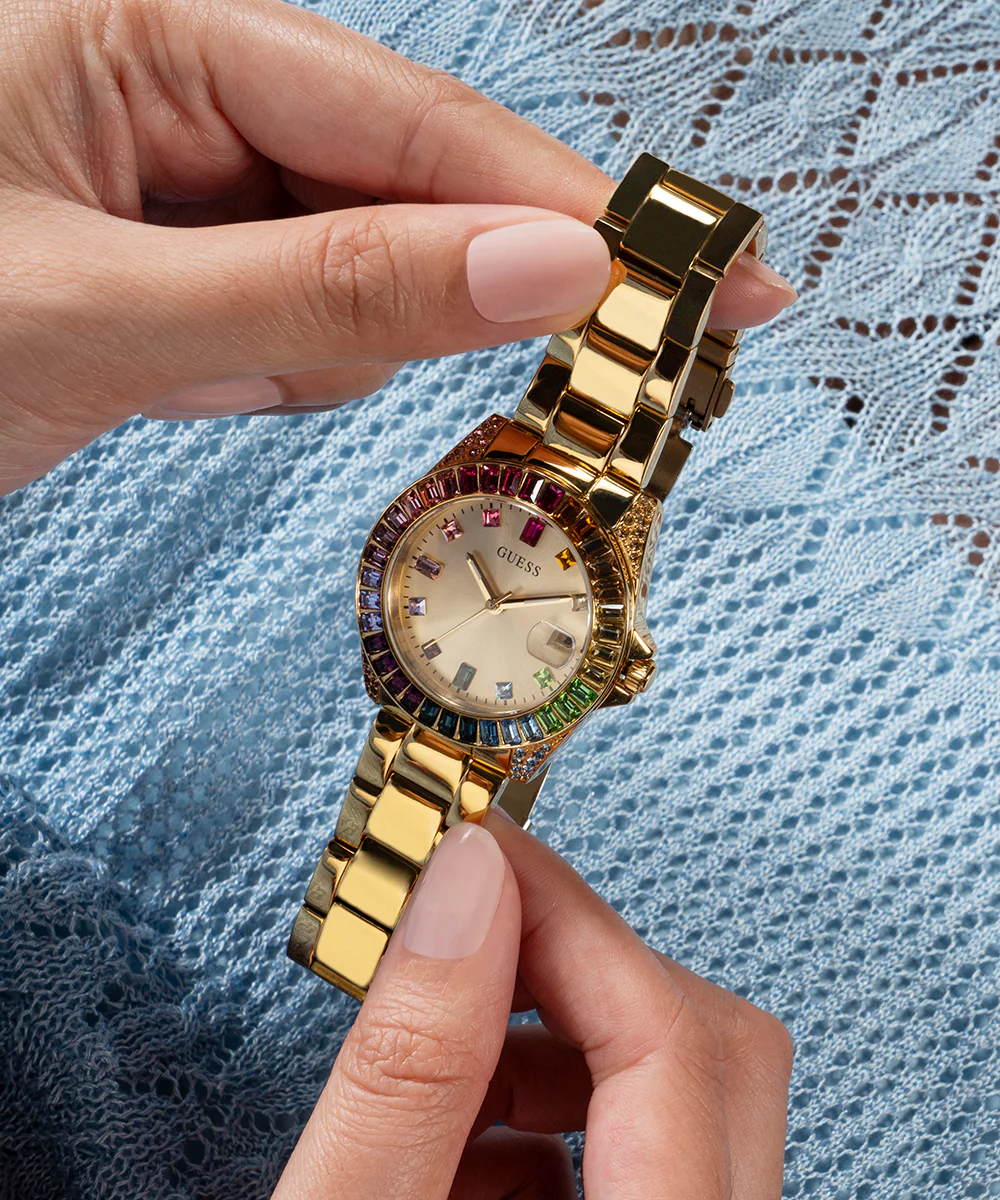 GUESS Ladies Gold Tone Date Watch - Image 6