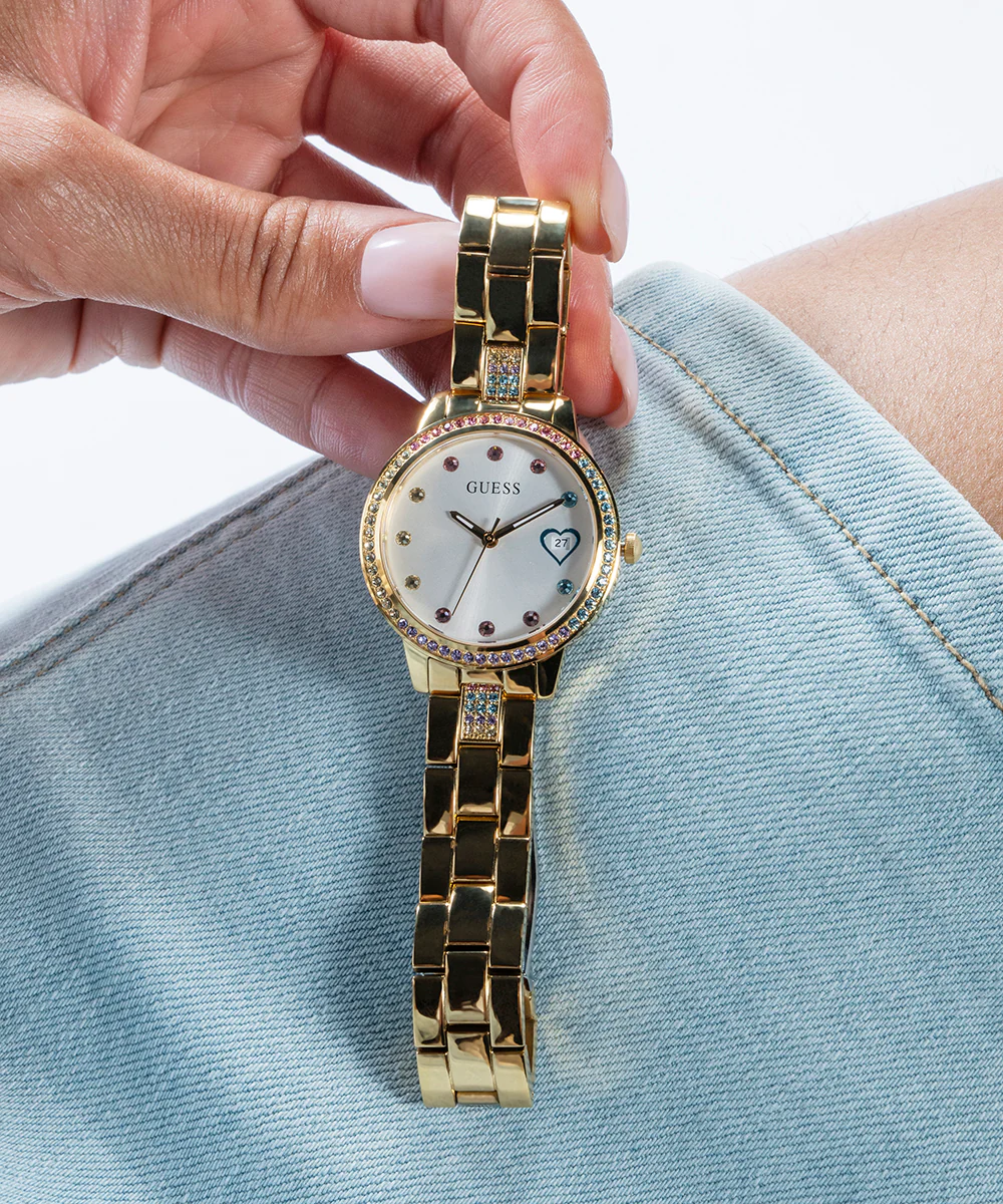 GUESS Ladies Gold Tone Date Watch - Image 8