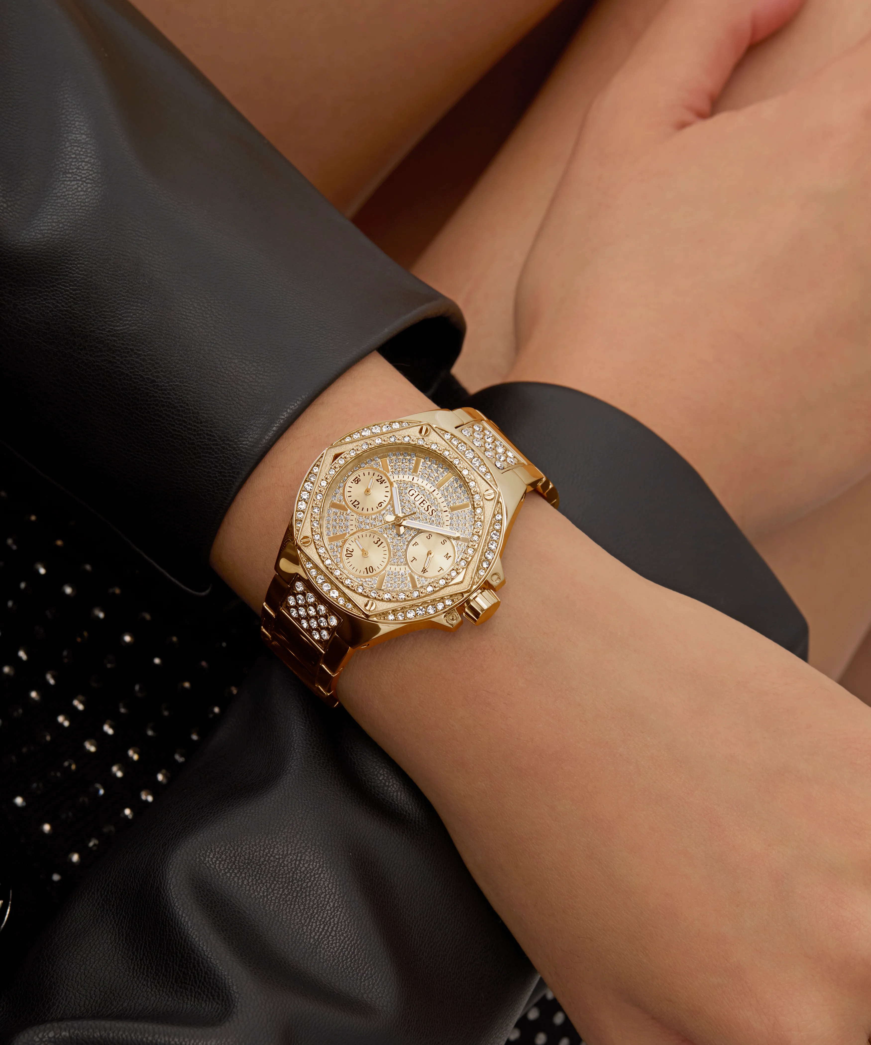 GUESS Ladies Gold Tone Multi-function Watch - Image 4