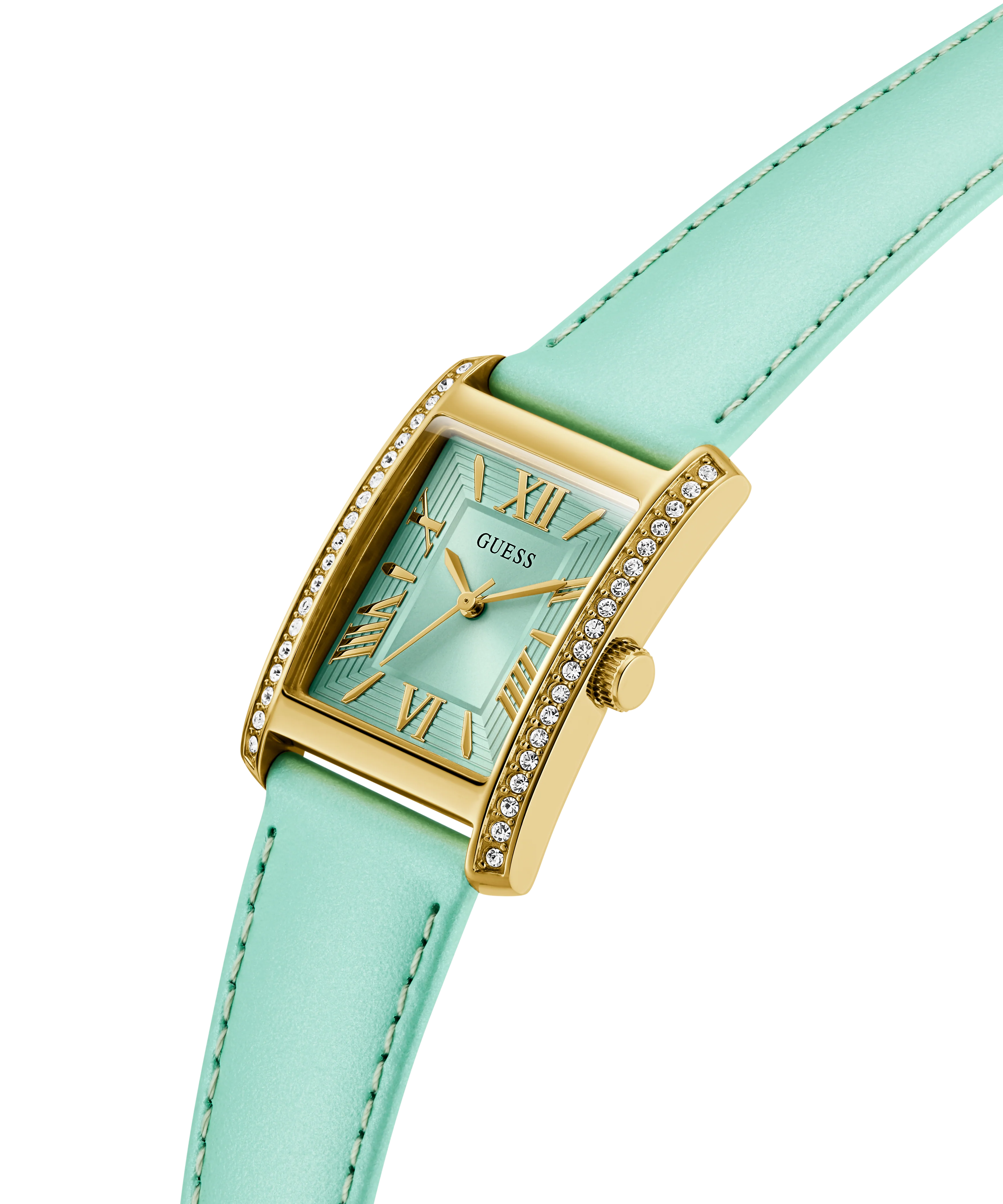GUESS Ladies Green Gold Tone Analog Watch - Image 2
