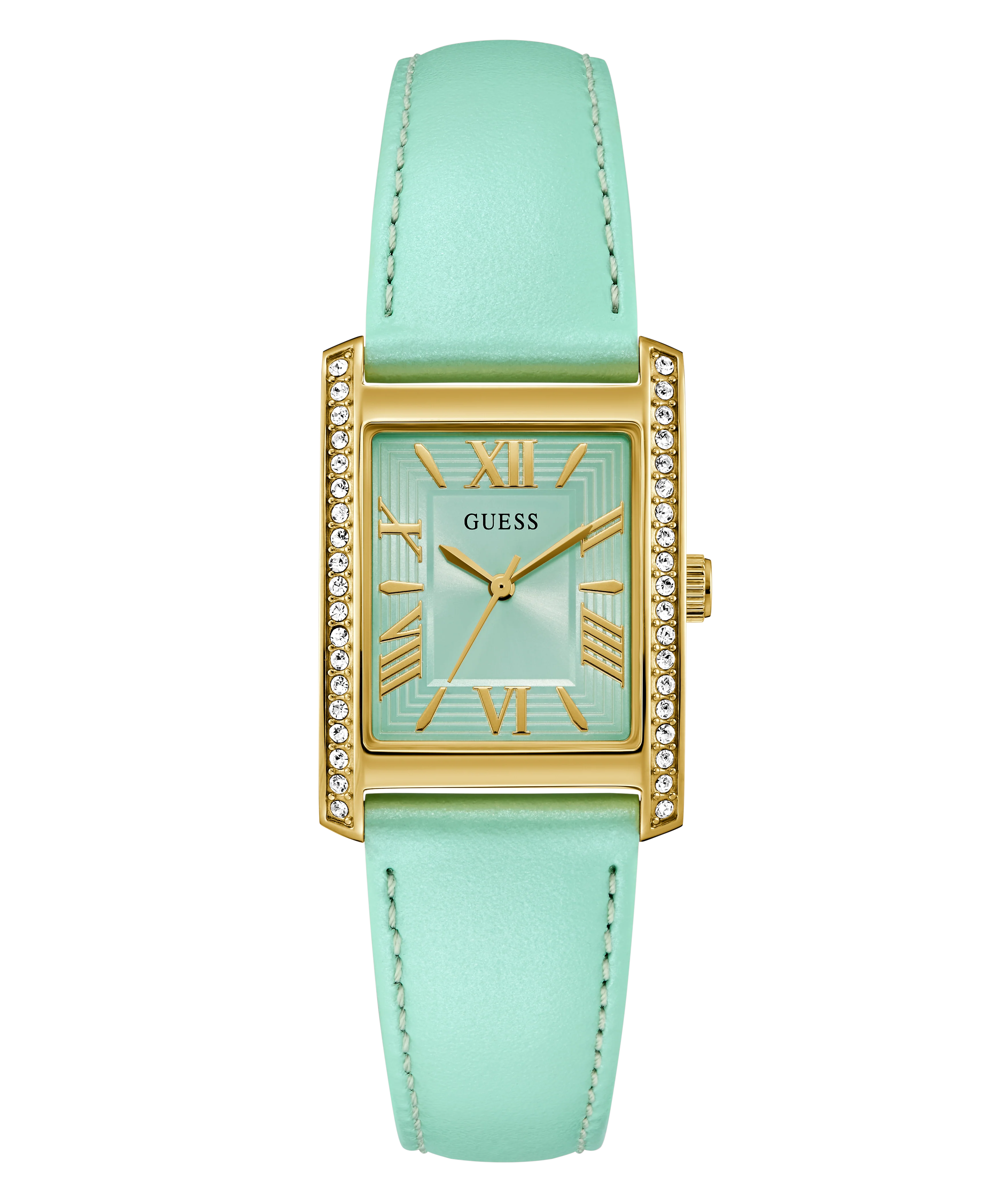 GUESS Ladies Green Gold Tone Analog Watch - Image 3