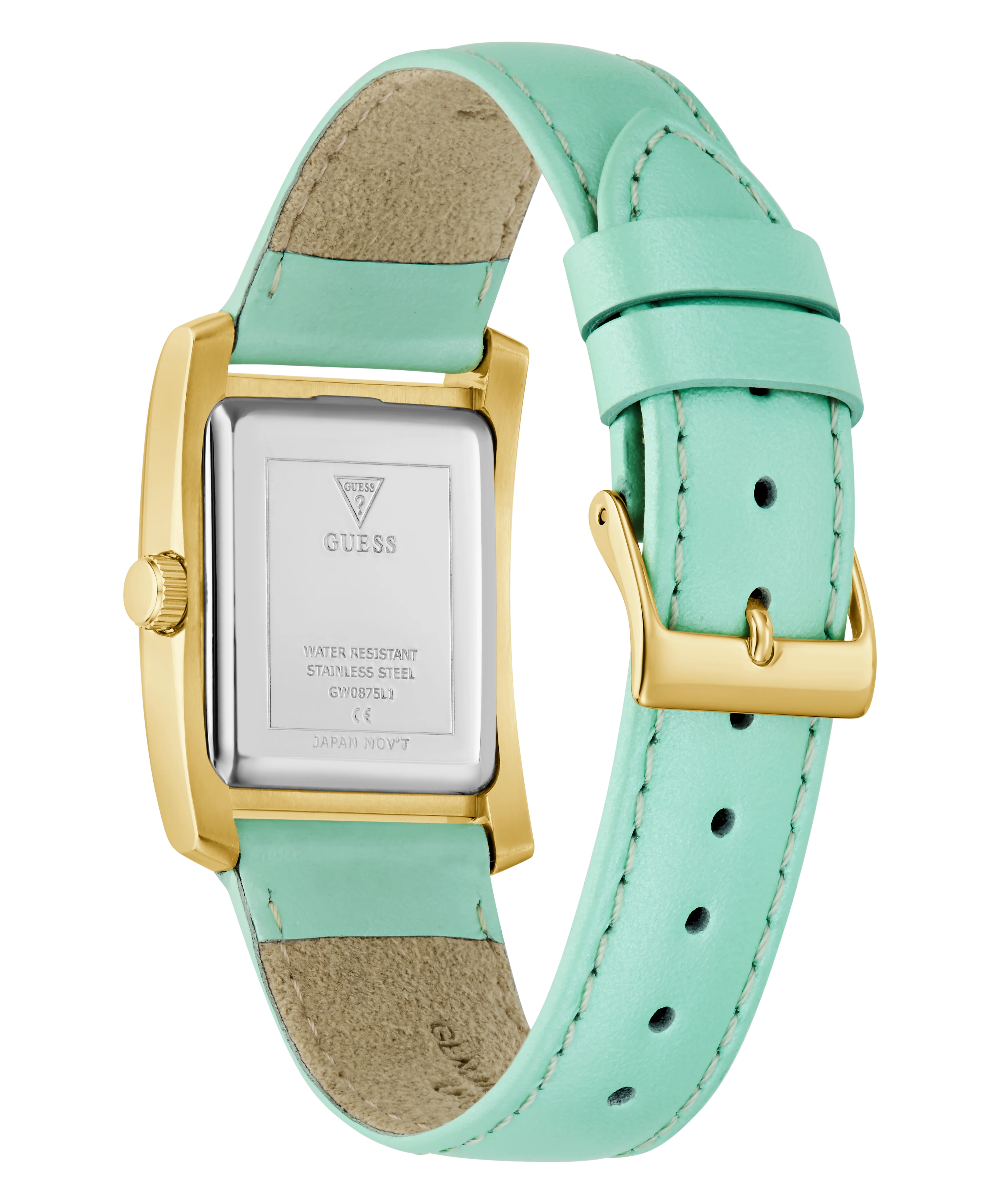 GUESS Ladies Green Gold Tone Analog Watch - Image 4