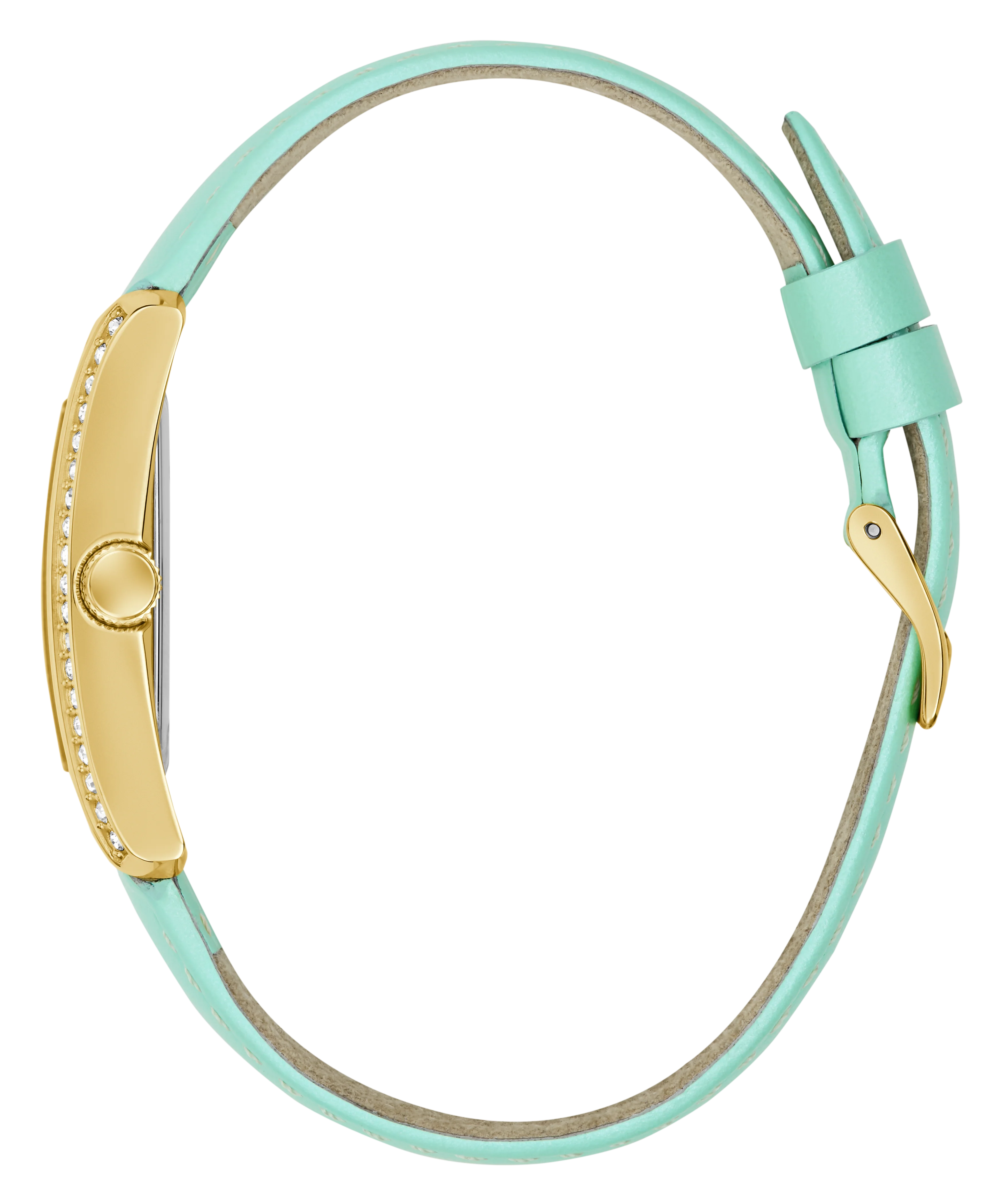 GUESS Ladies Green Gold Tone Analog Watch - Image 5