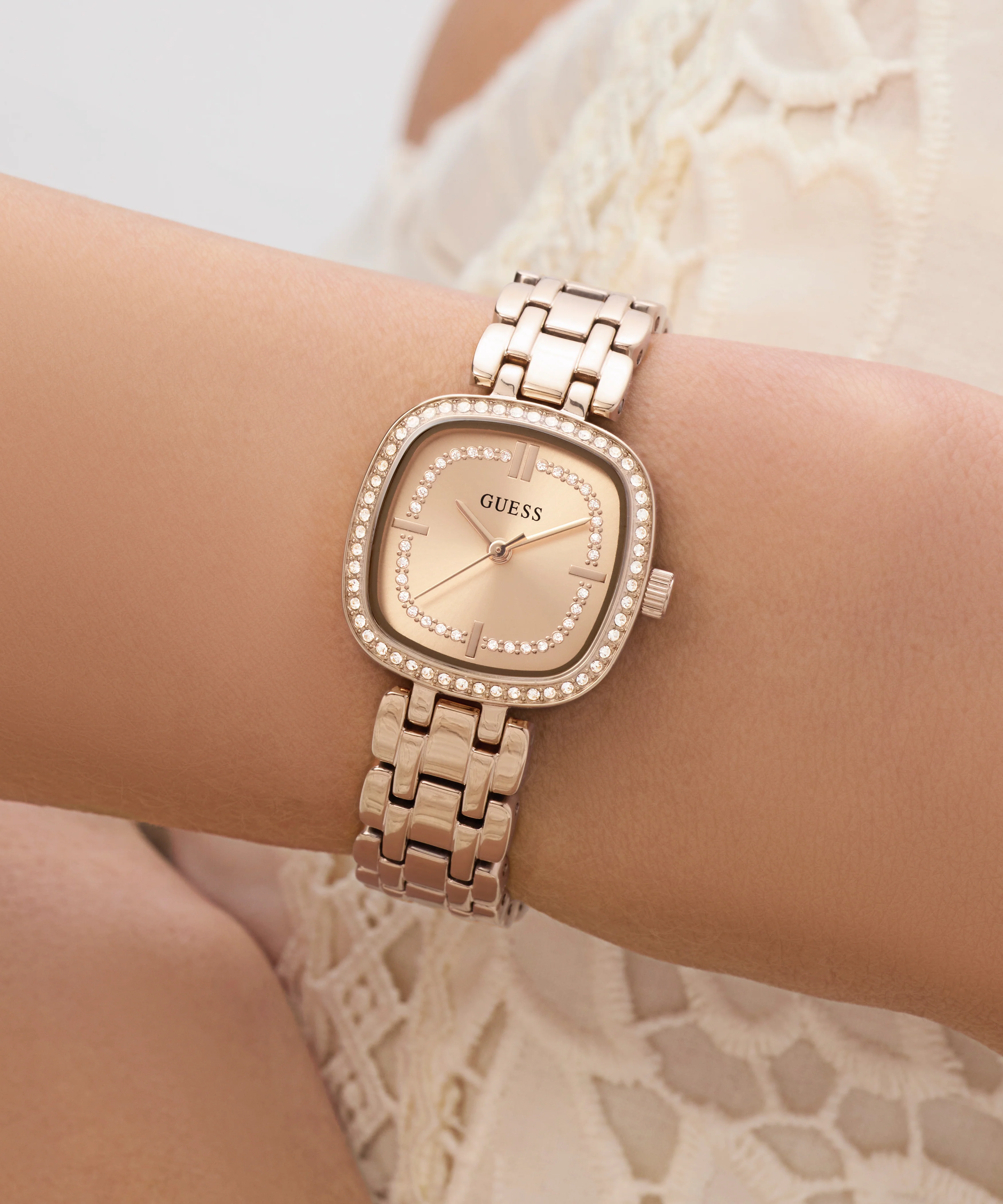 GUESS Ladies Hazel Rose Gold Tone Analog Watch - Image 5