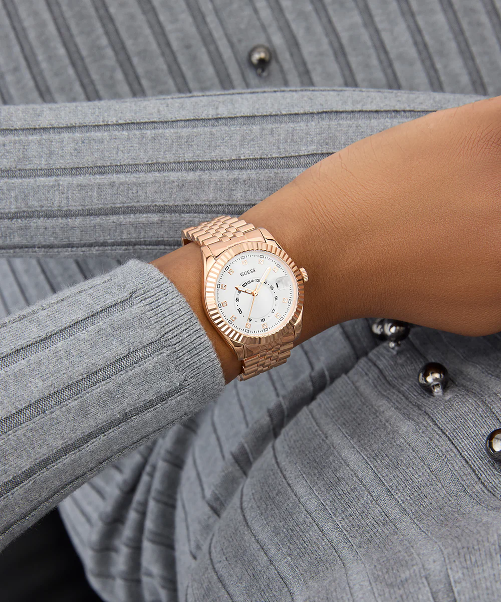 GUESS Ladies Jada Rose Gold Tone Multi-function Date Watch - Image 6