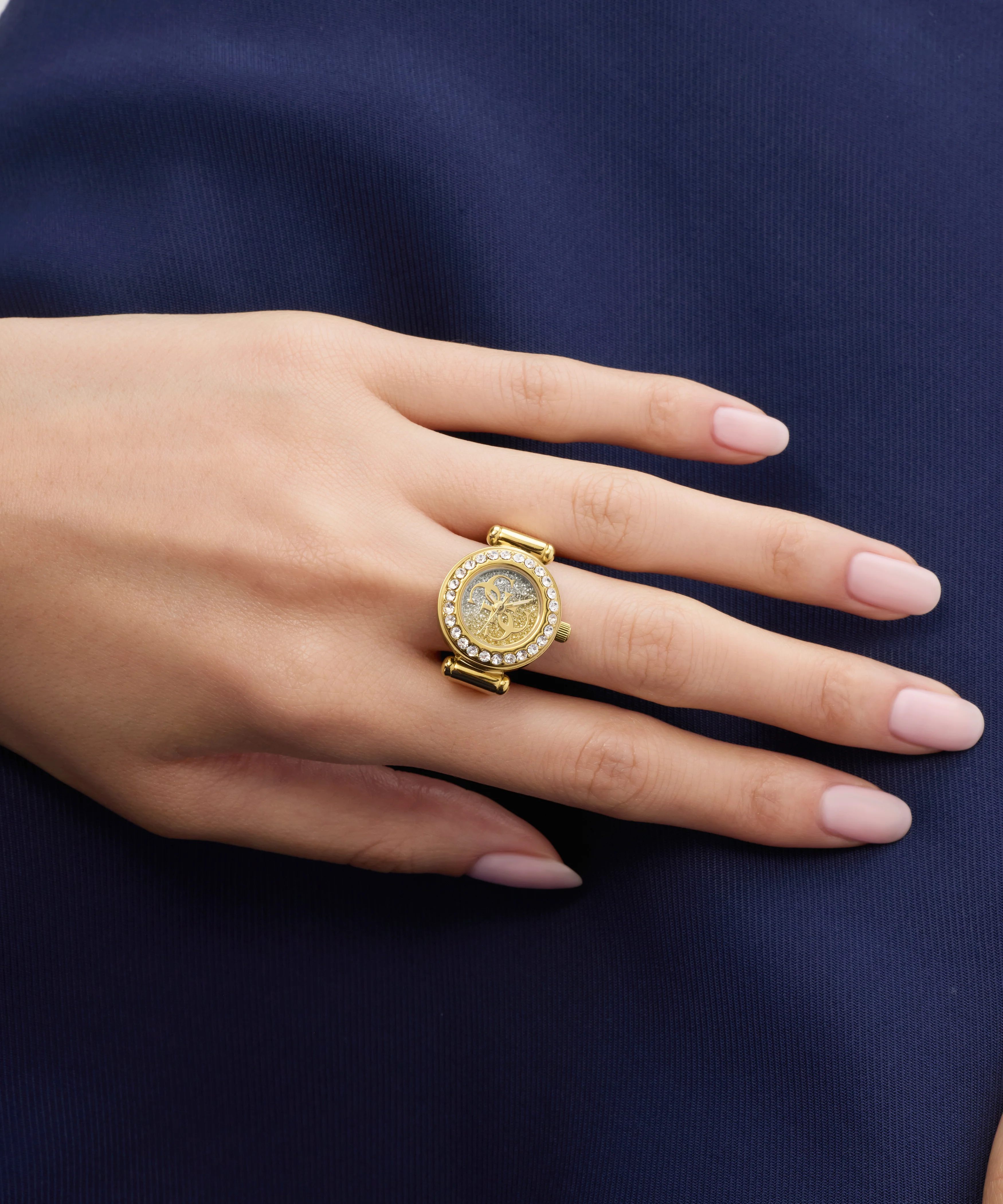 GUESS Ladies Large Anna Gold Tone Analog Watch Ring - Image 5