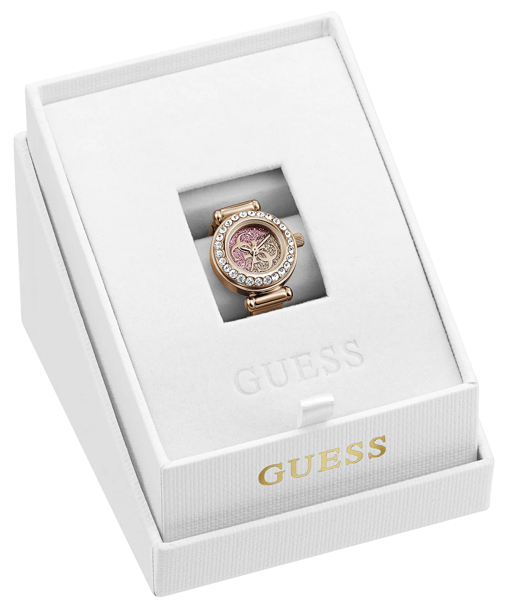 GUESS Ladies Large Anna Rose Gold Tone Analog Watch Ring - Image 7