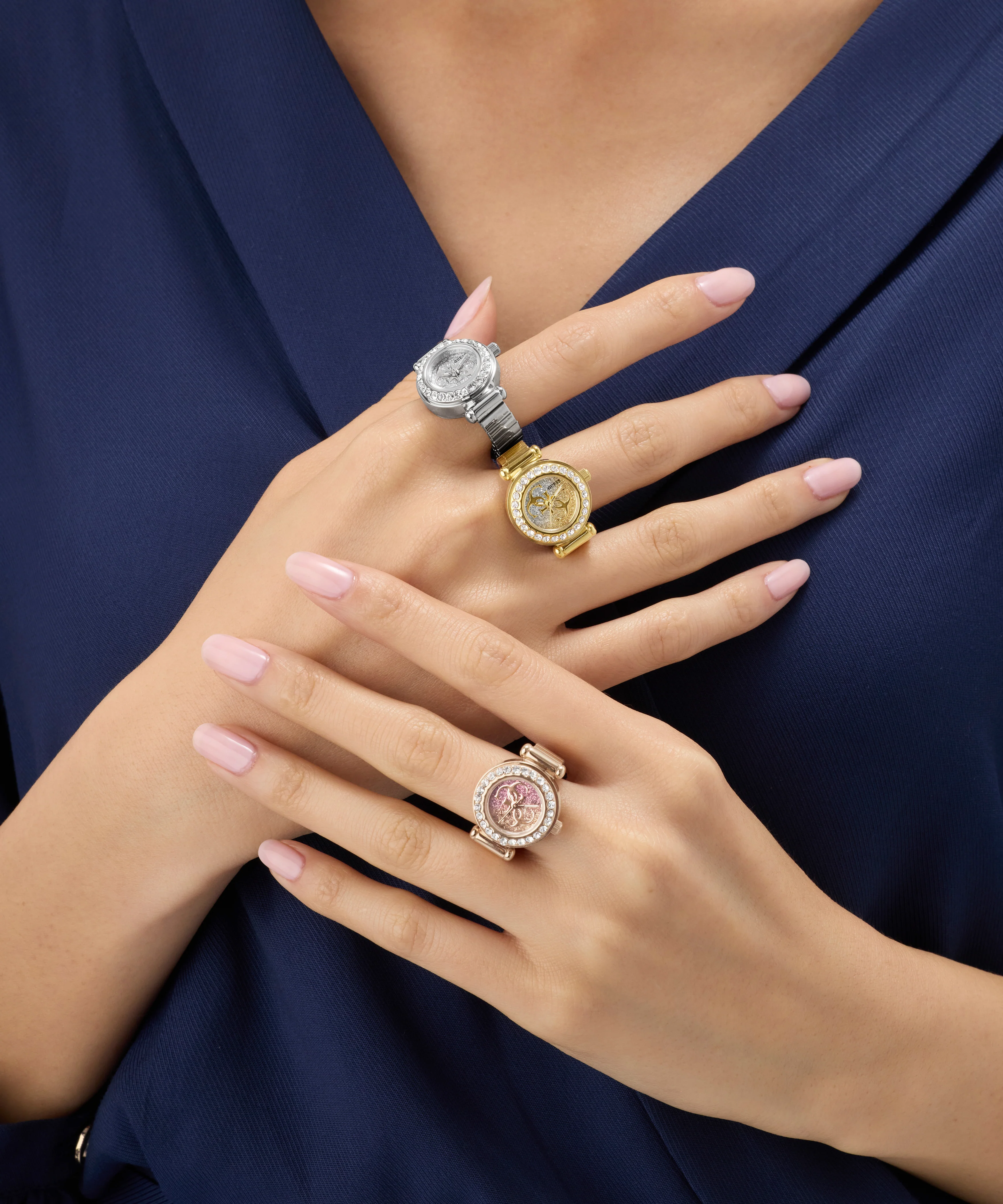 GUESS Ladies Small Anna Silver Tone Analog Watch Ring - Image 4