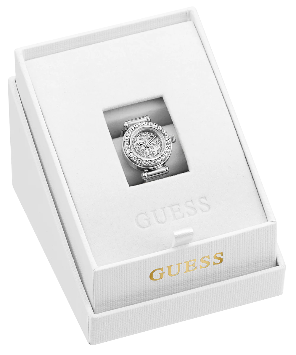 GUESS Ladies Small Anna Silver Tone Analog Watch Ring - Image 7