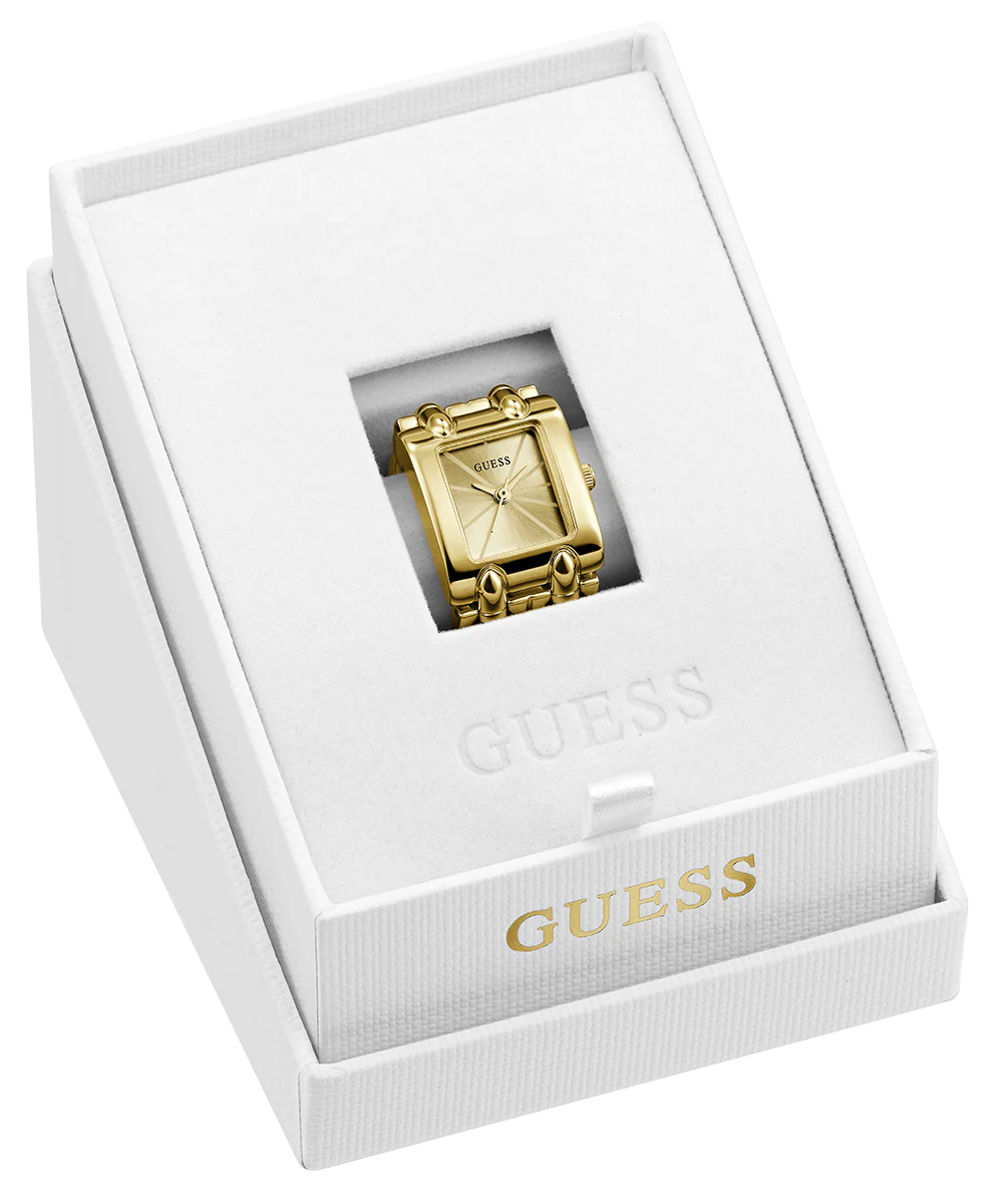 GUESS Ladies Large Mod Heavy Metal Gold Tone Analog Watch Ring - Image 7