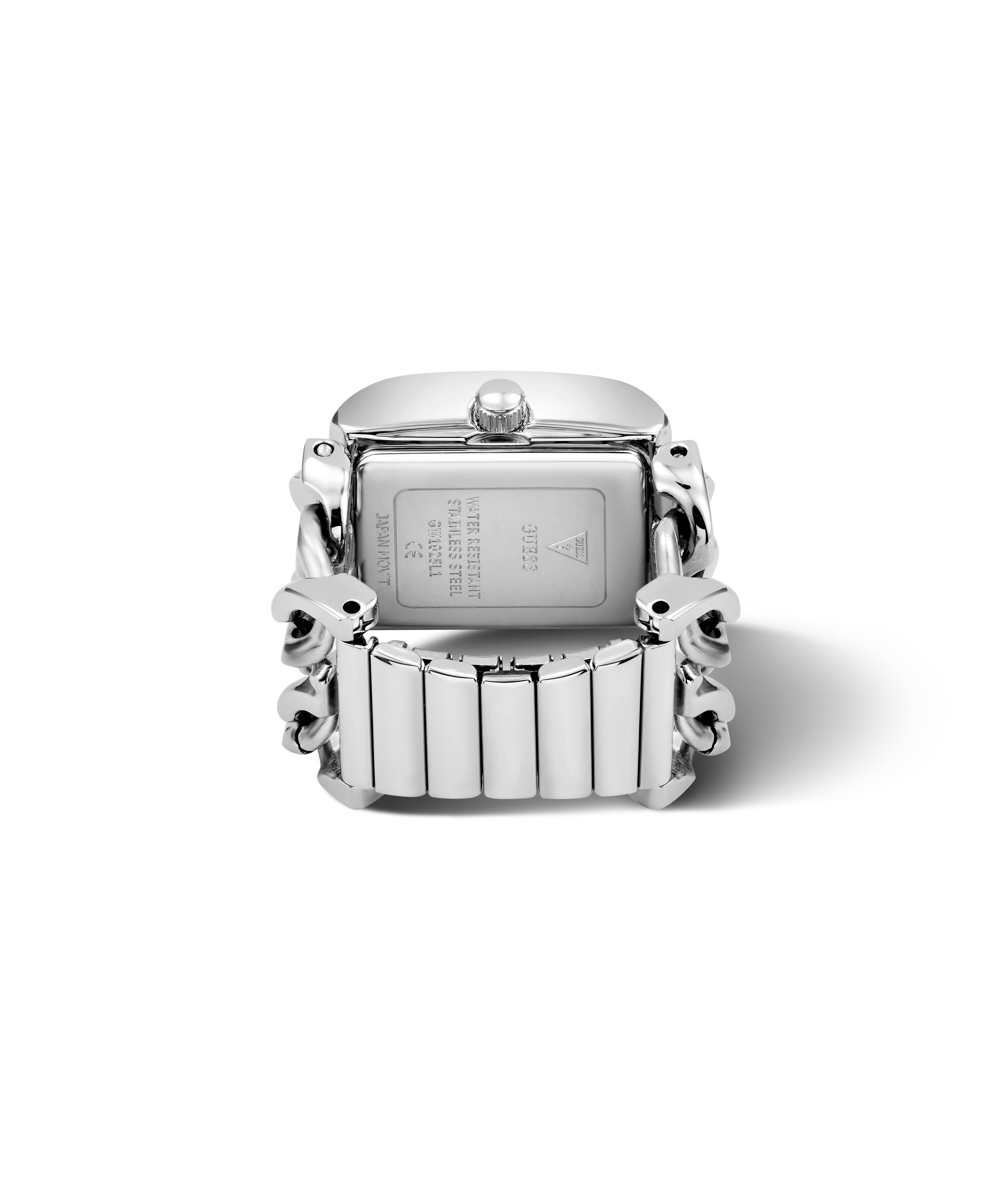 GUESS Ladies Small Mod Heavy Metal Silver Tone Watch Ring - Image 6