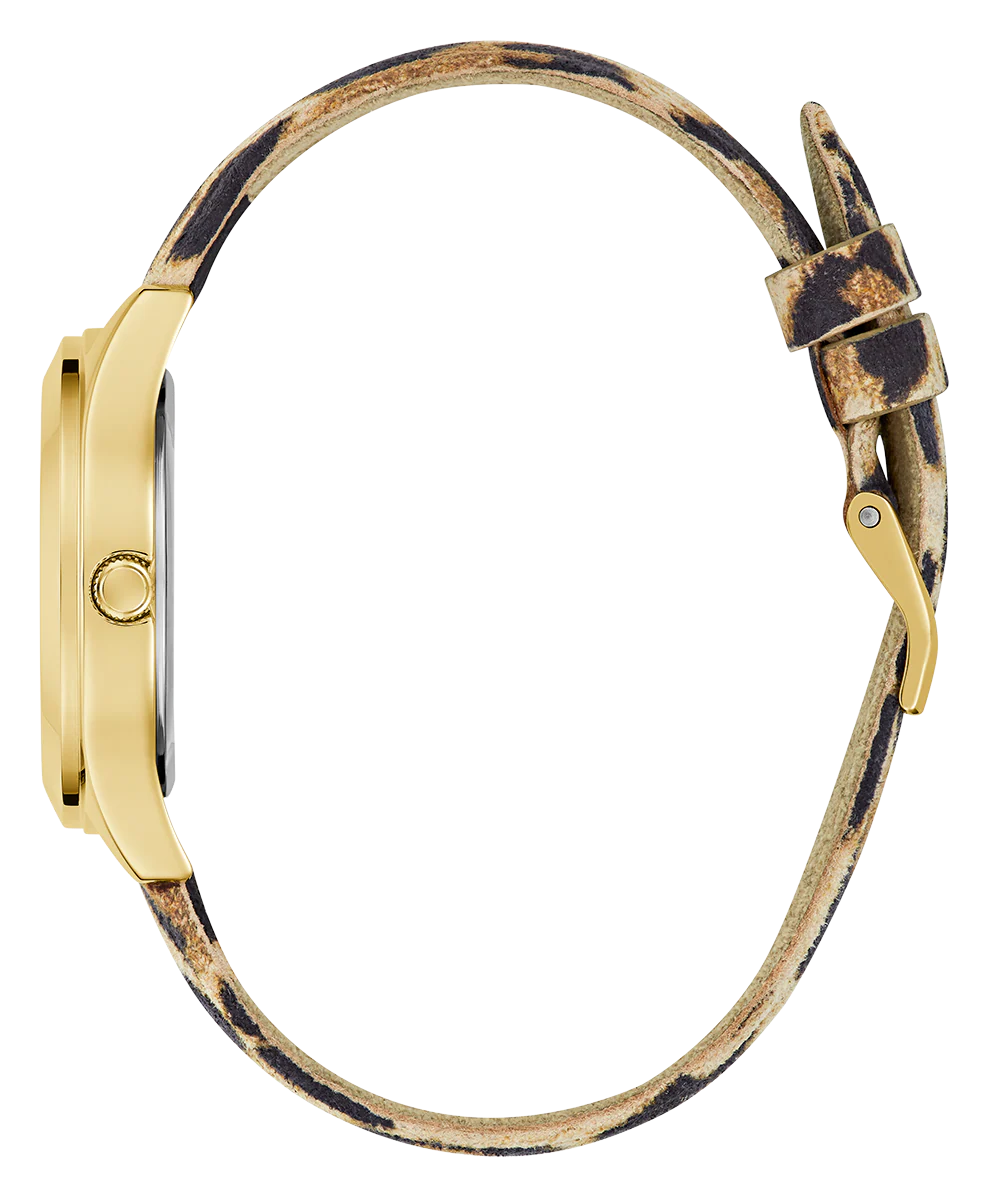 GUESS Ladies Leopard Gold Tone Analog Watch - Image 8