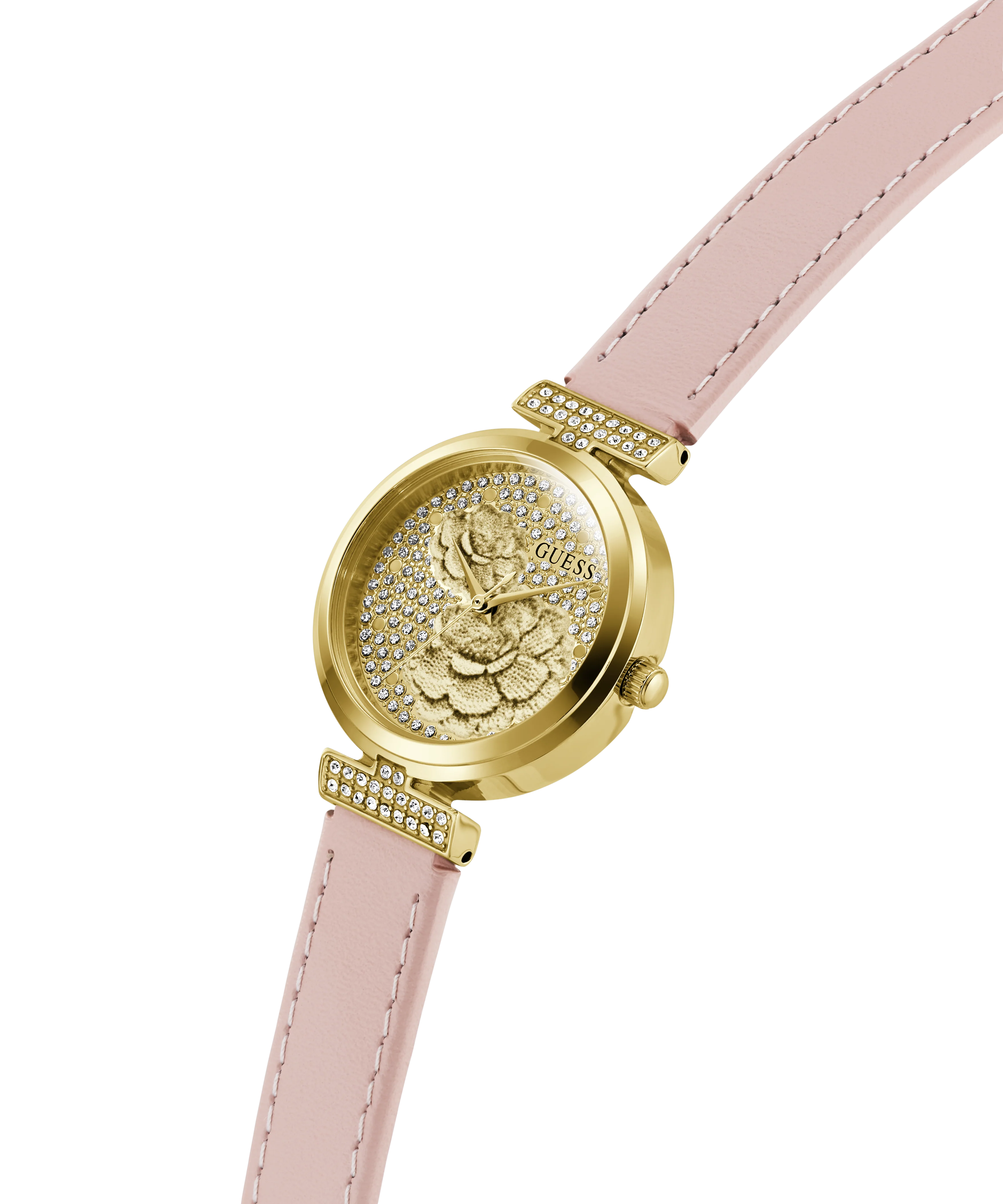 GUESS Ladies Light Pink Gold Tone Analog Watch - Image 2
