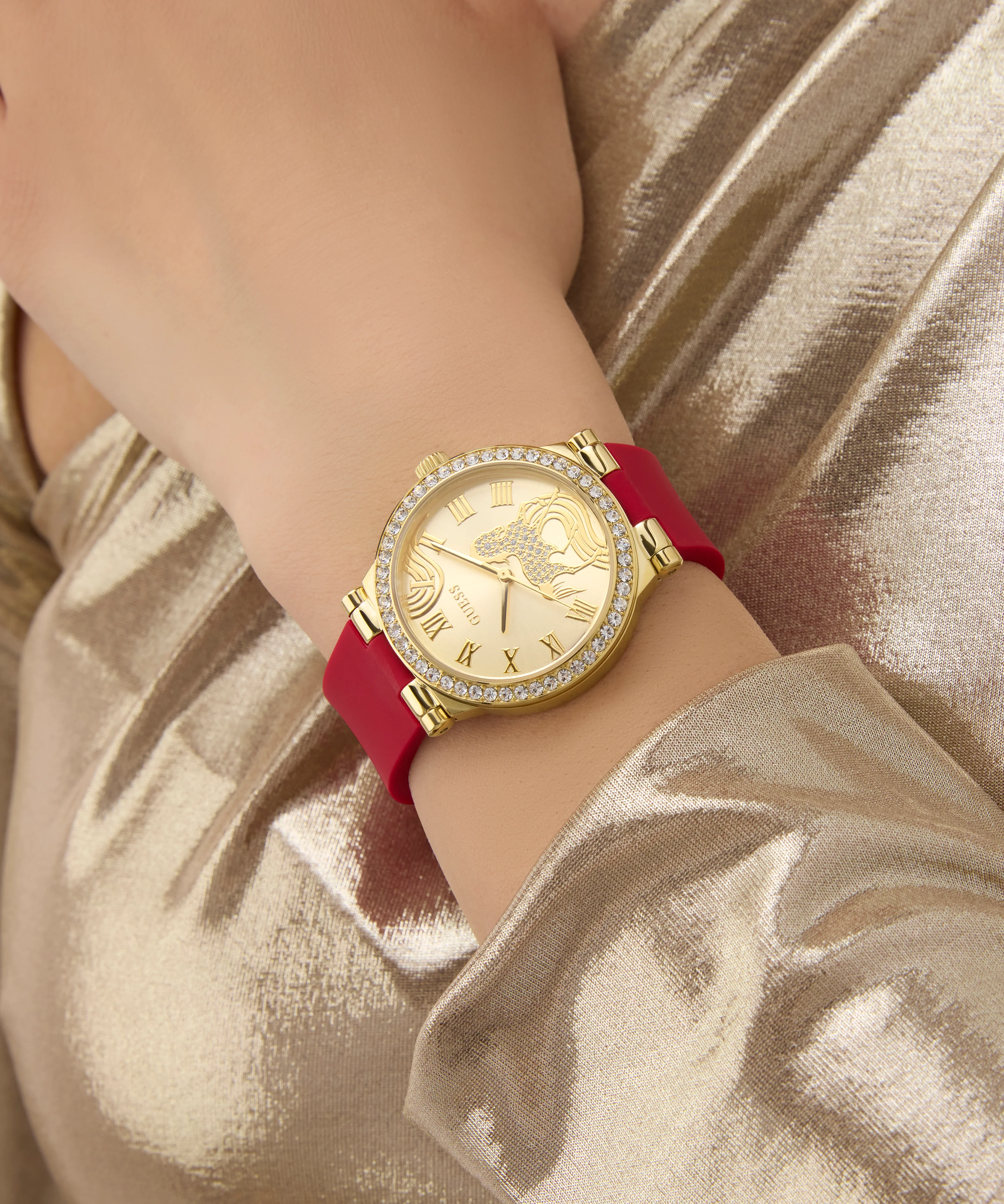 GUESS Ladies Limited Edition Lunar New Year Red Gold Tone Analog Watch - Image 3