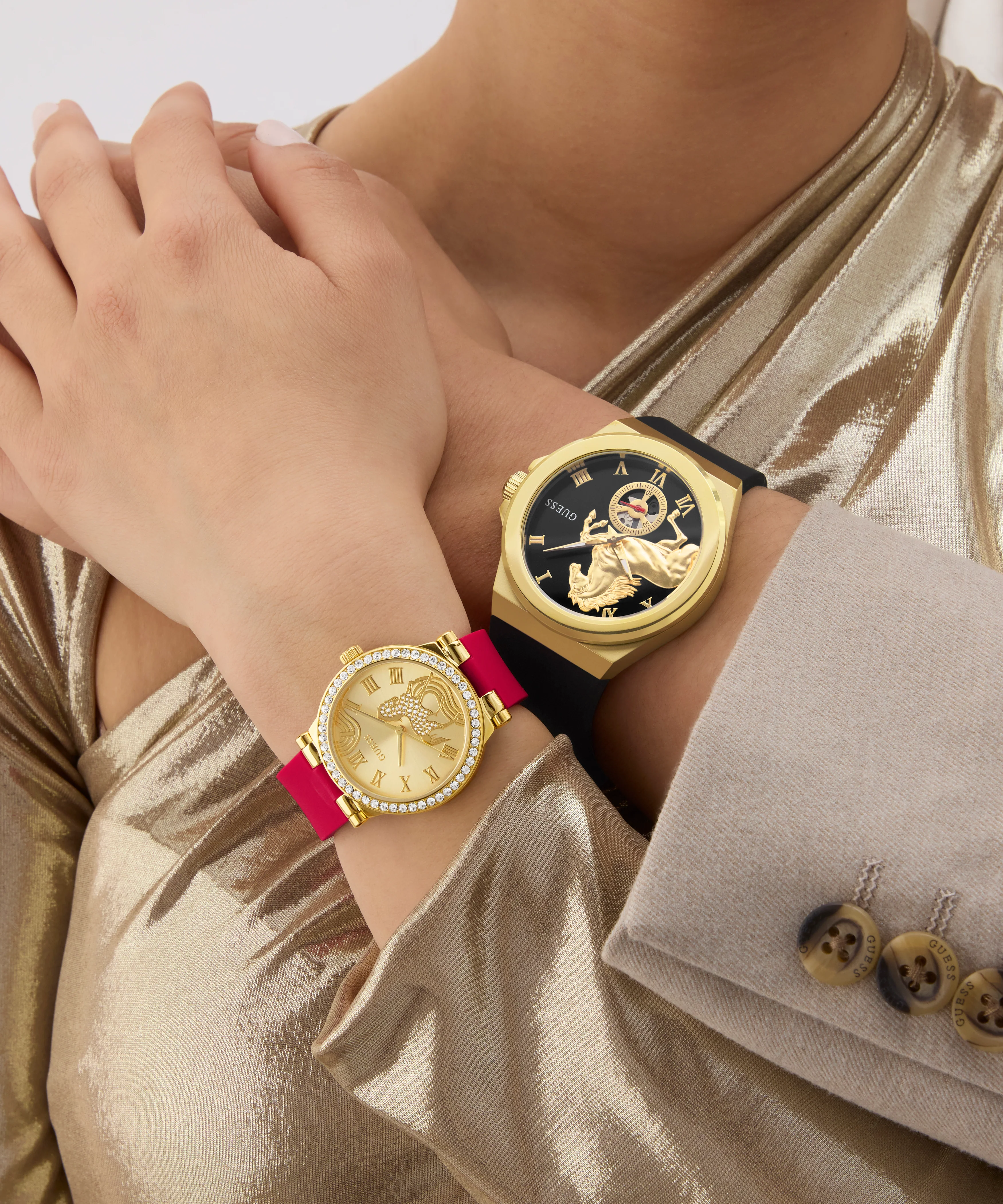 GUESS Ladies Limited Edition Lunar New Year Red Gold Tone Analog Watch - Image 4