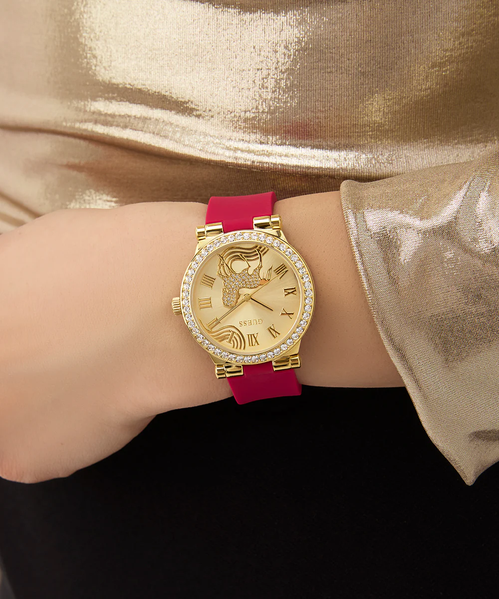 GUESS Ladies Limited Edition Lunar New Year Red Gold Tone Analog Watch - Image 6