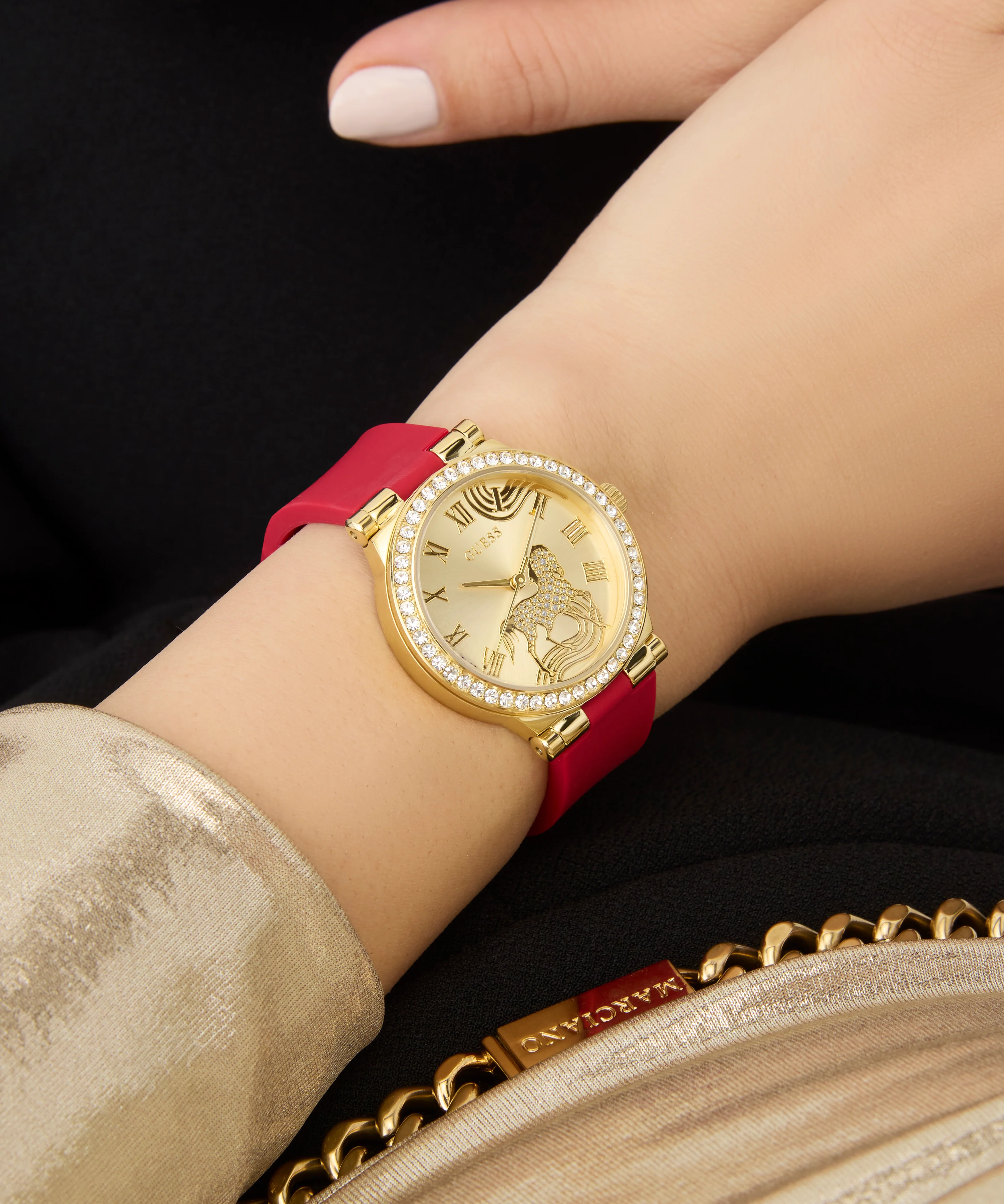 GUESS Ladies Limited Edition Lunar New Year Red Gold Tone Analog Watch - Image 7