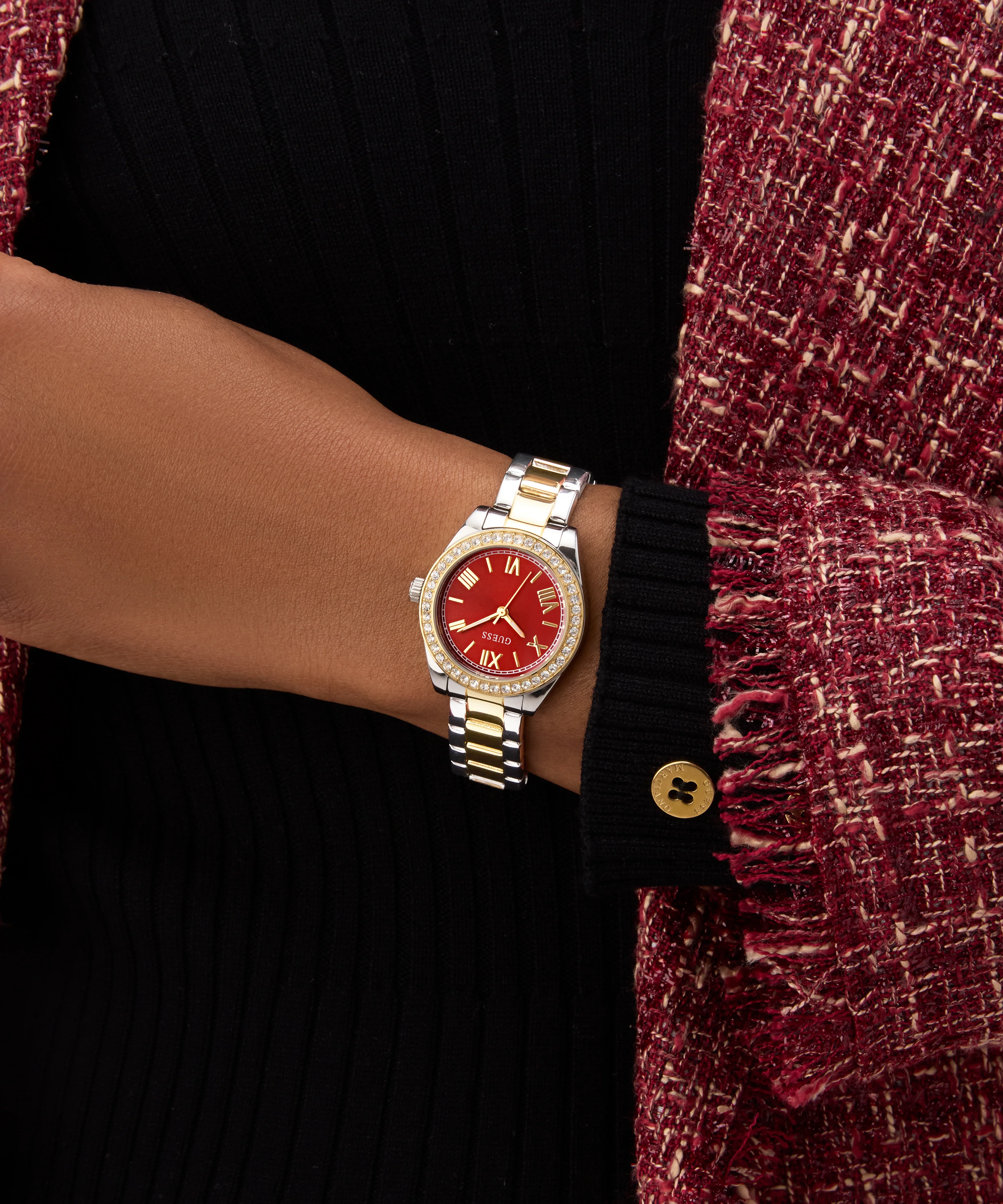 GUESS Ladies Mini Luna 2-Tone Analog Watch - Image 5