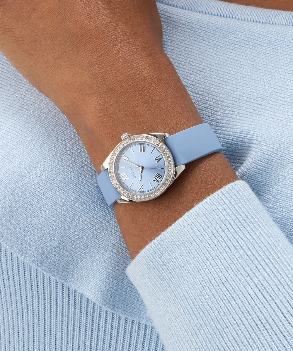 GUESS Ladies Mini Luna Blue Silver Tone Analog Watch - Image 2