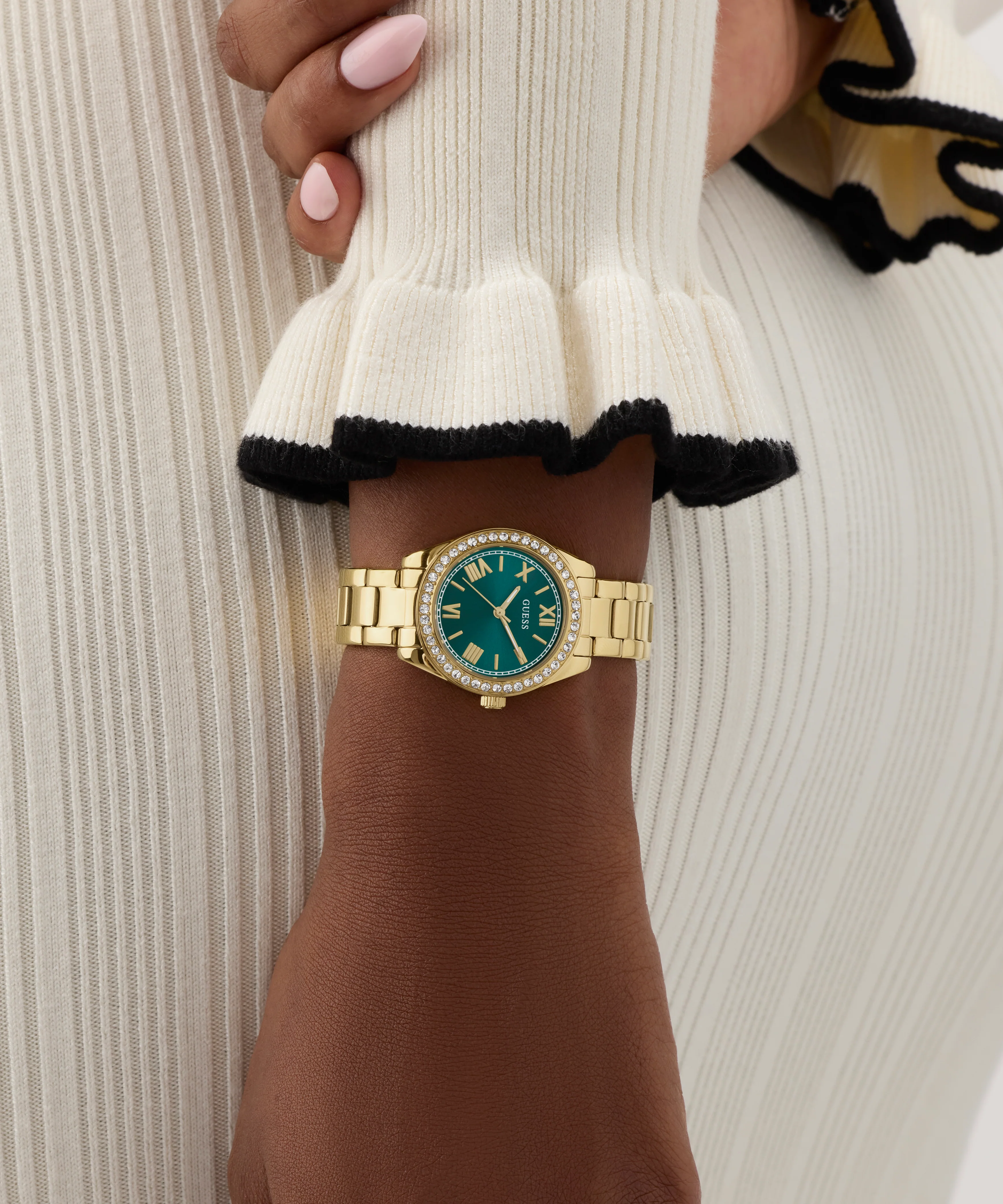 GUESS Ladies Mini Luna Gold Tone Analog Watch - Image 6