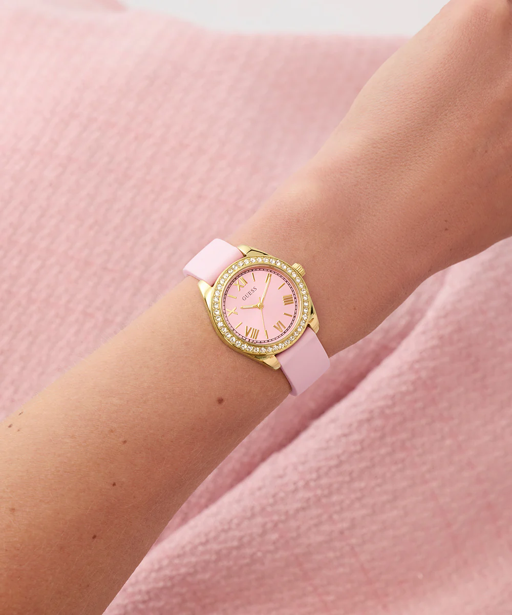 GUESS Ladies Mini Luna Pink Gold Tone Analog Watch - Image 5