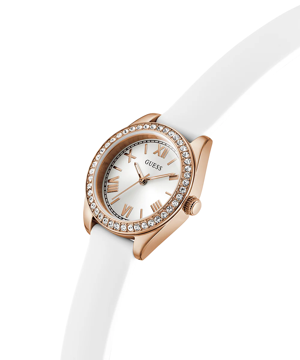 GUESS Ladies Mini Luna White Rose Gold Tone Analog Watch - Image 3