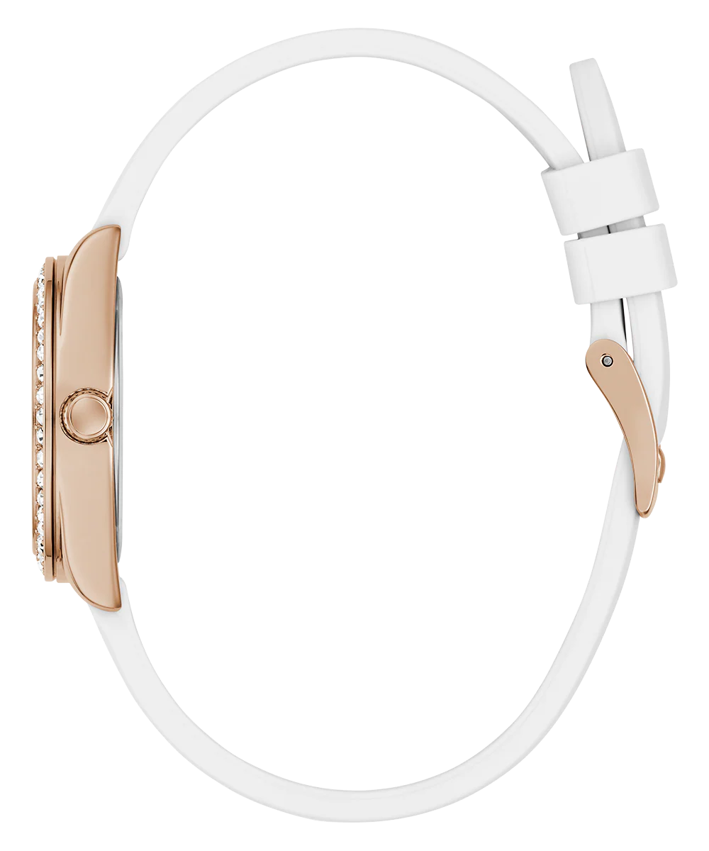 GUESS Ladies Mini Luna White Rose Gold Tone Analog Watch - Image 8