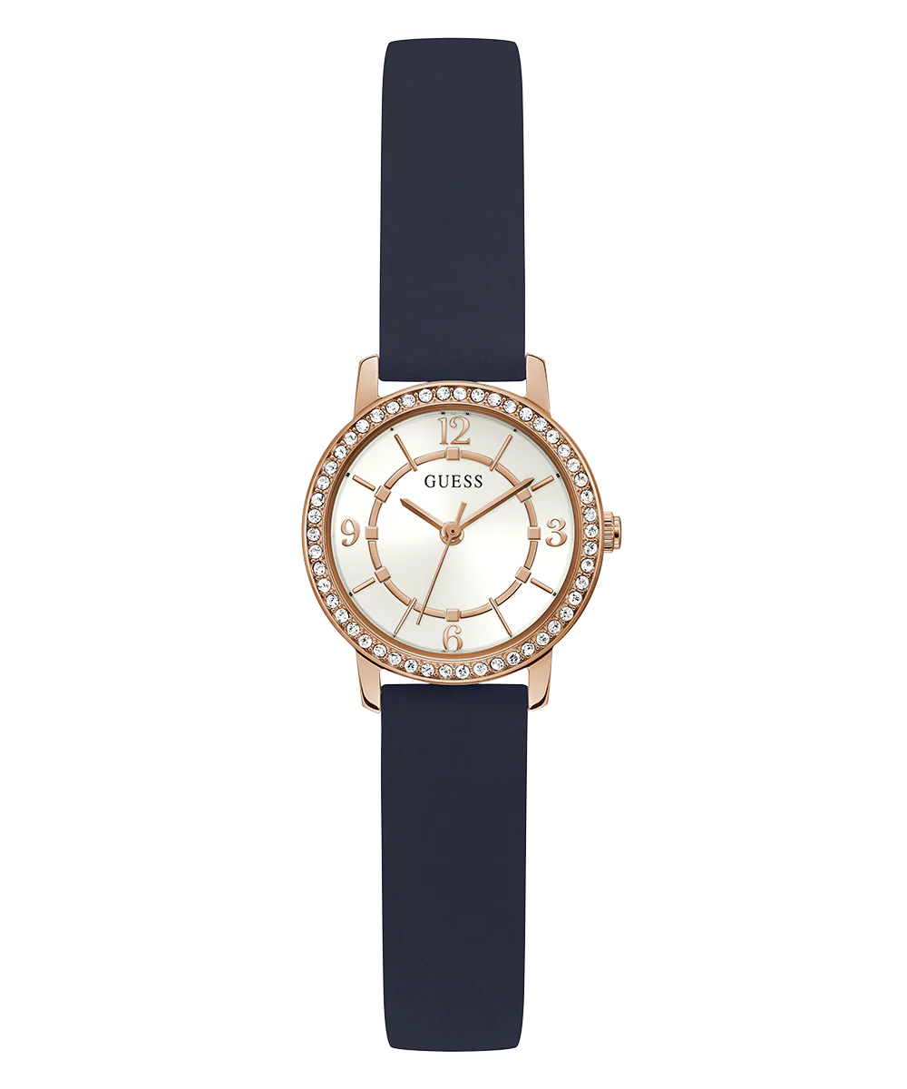 GUESS Ladies Navy Rose Gold Tone Analog Watch - Image 5