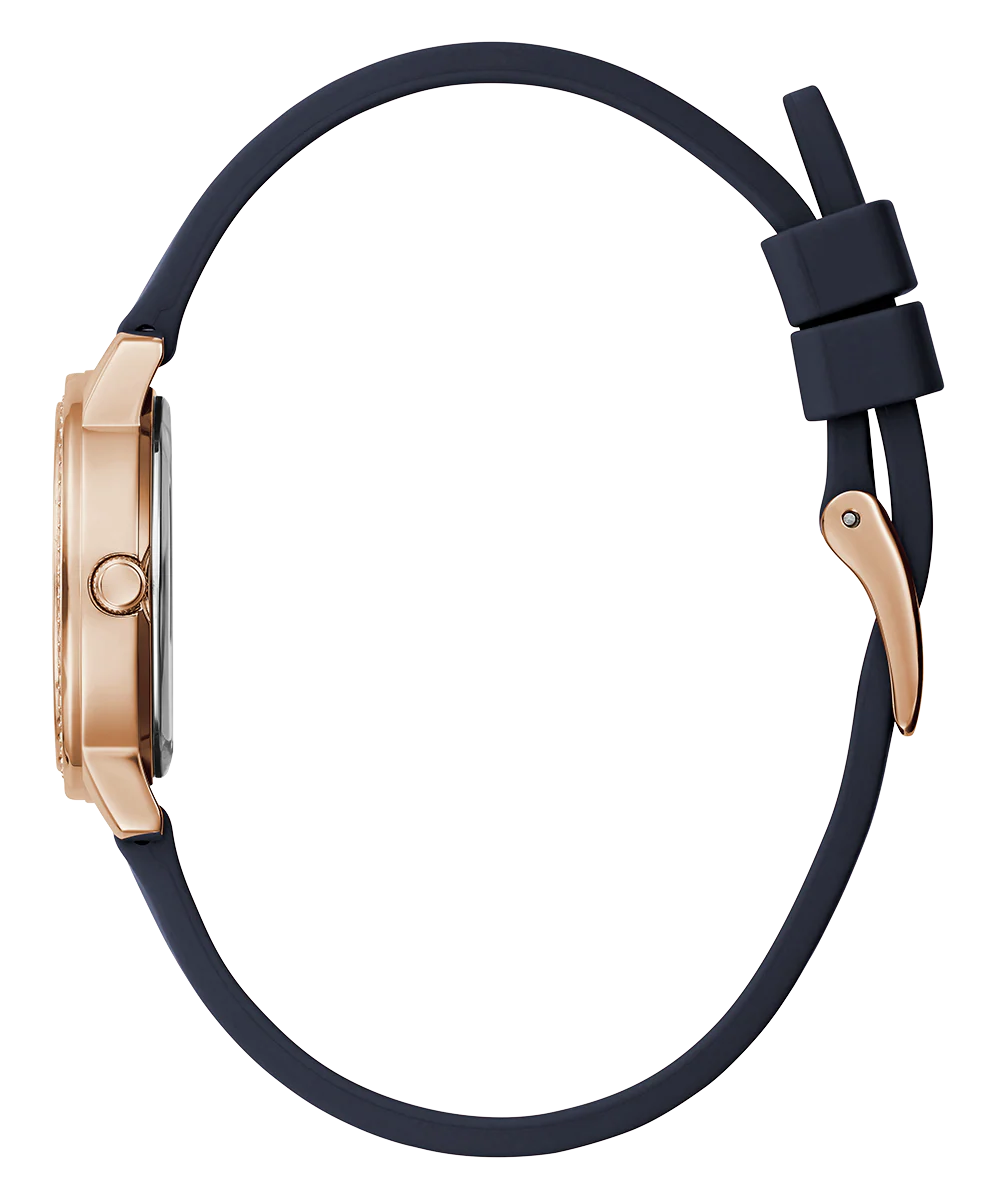 GUESS Ladies Navy Rose Gold Tone Analog Watch - Image 7