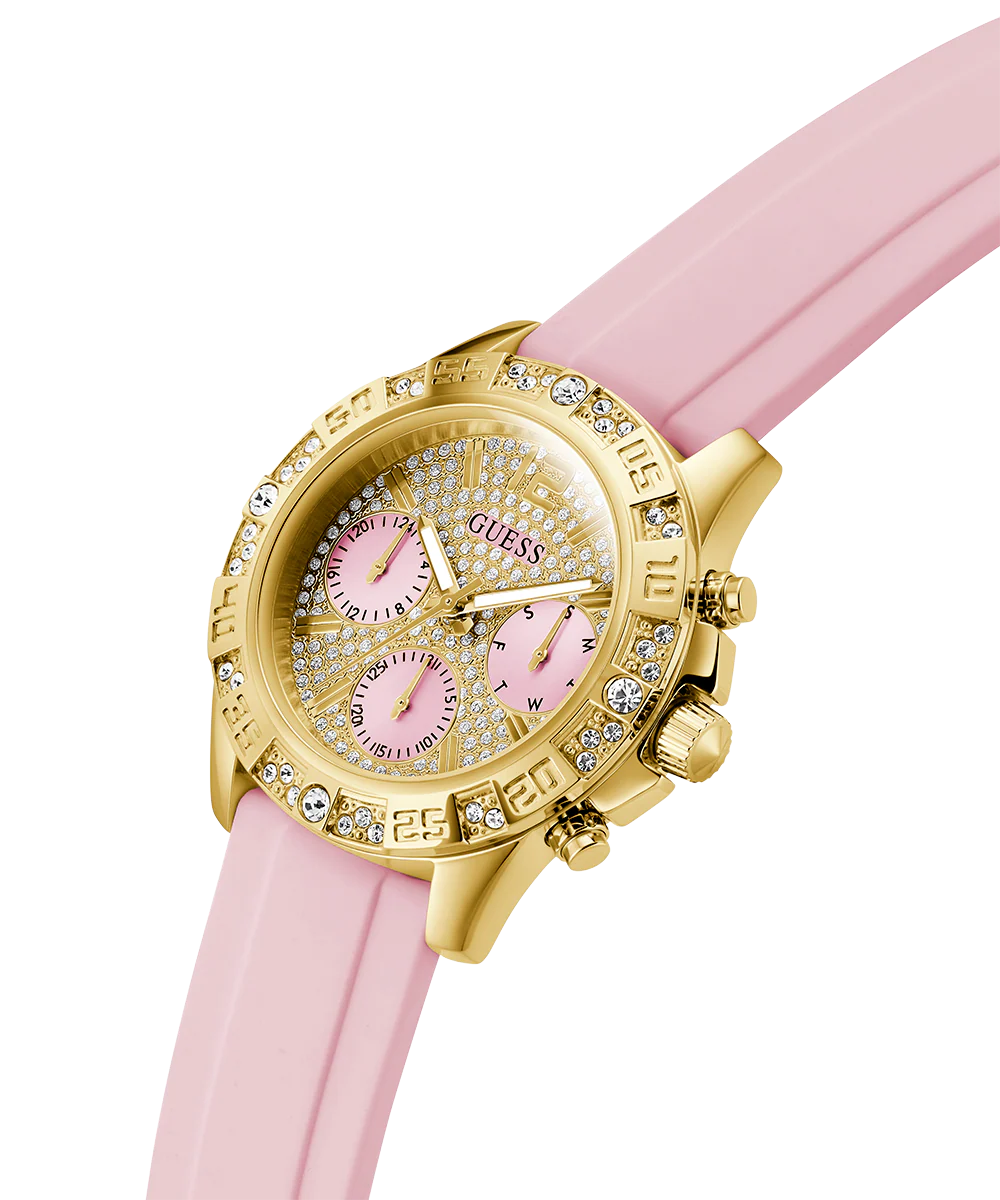 GUESS Ladies Pink Gold Tone Analog Watch - Image 3