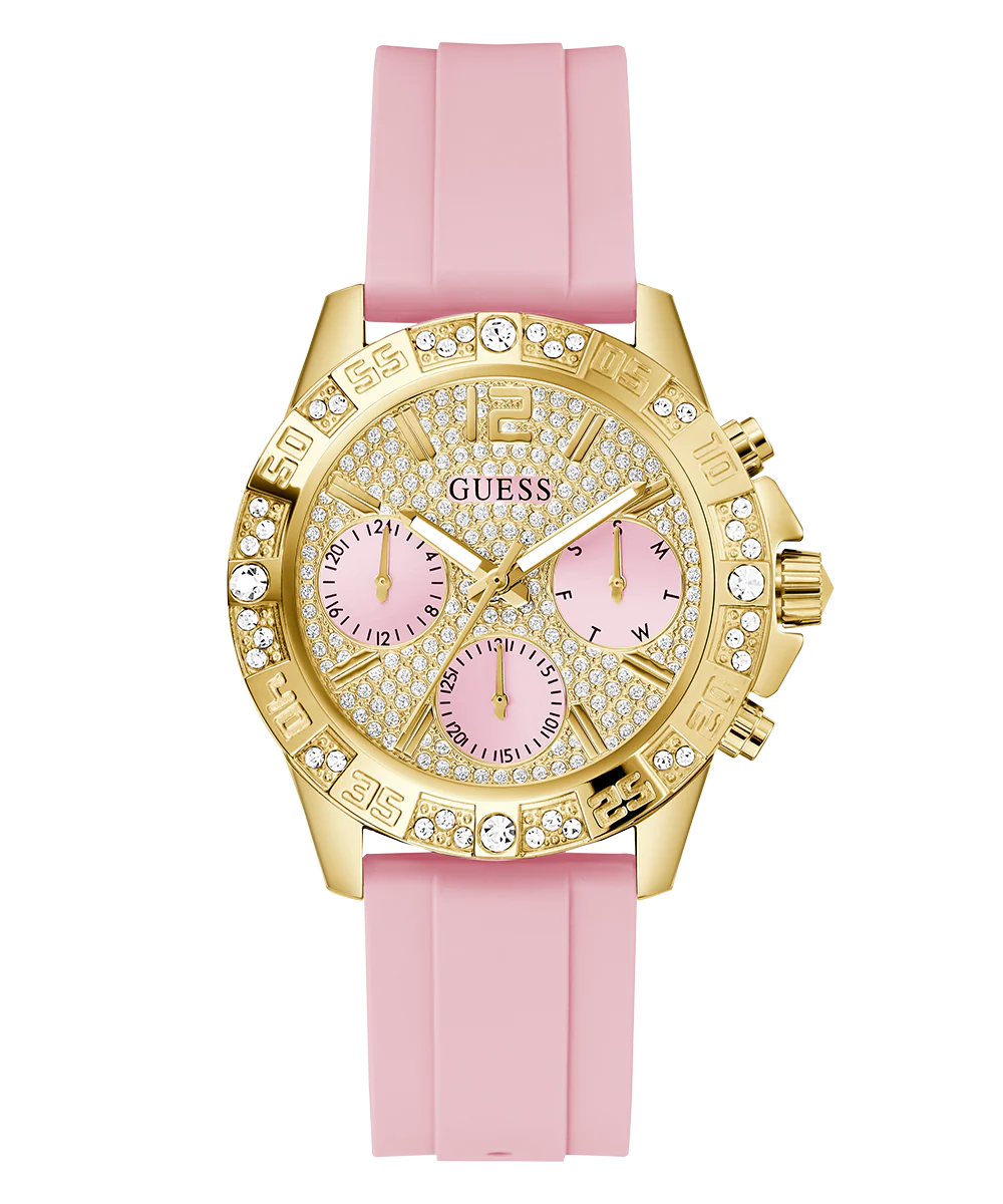 GUESS Ladies Pink Gold Tone Analog Watch - Image 5