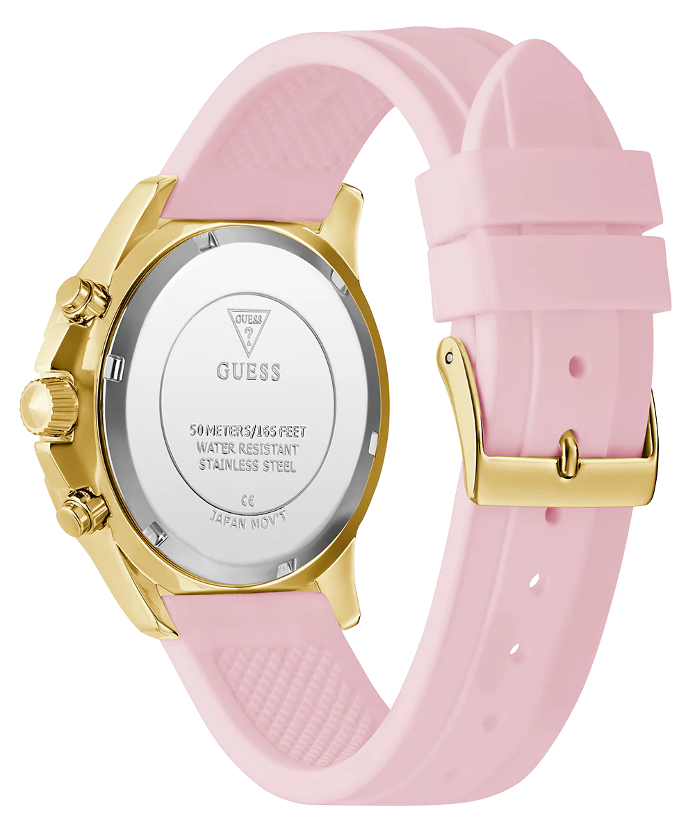GUESS Ladies Pink Gold Tone Analog Watch - Image 6