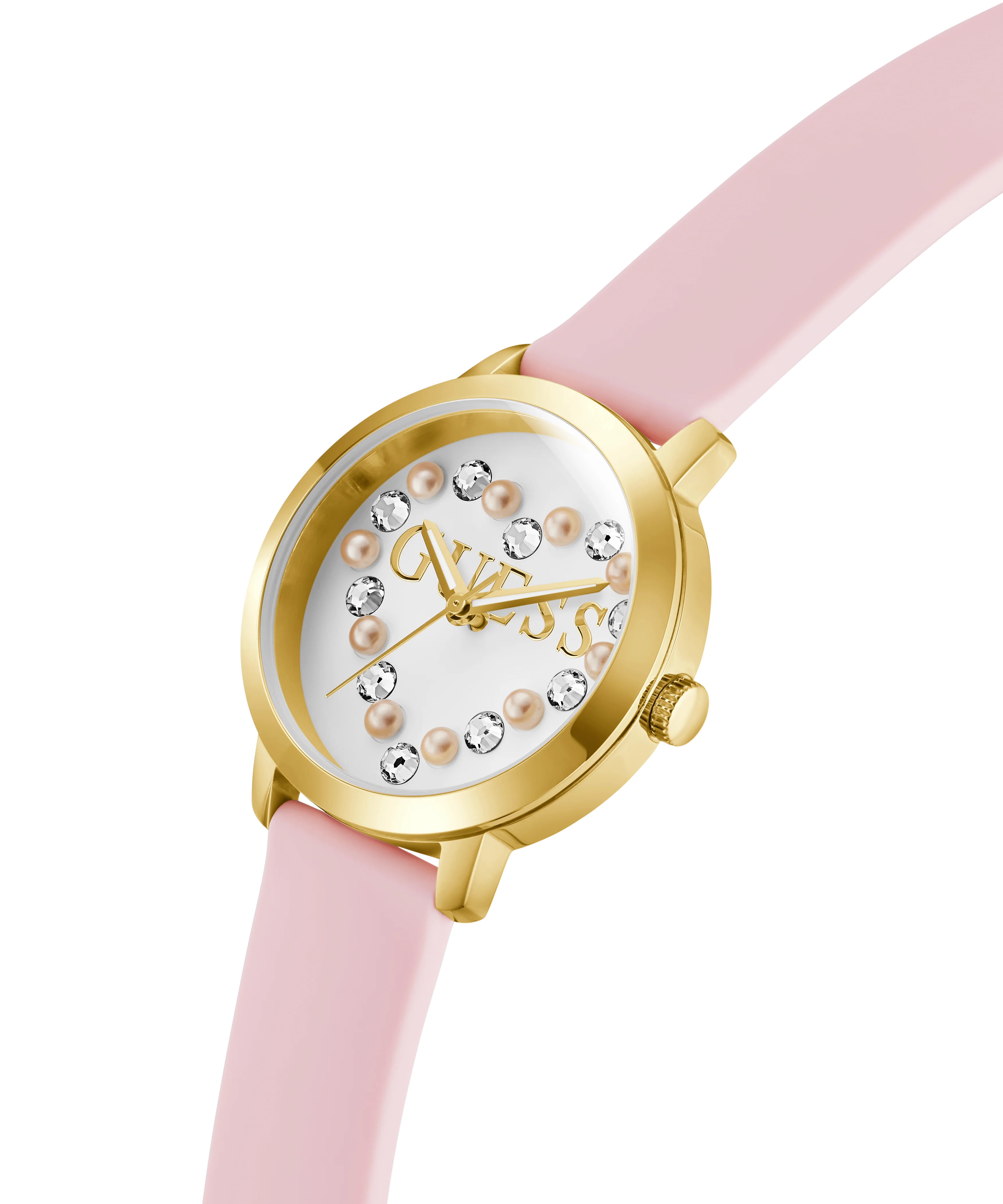 GUESS Ladies Pink Gold Tone Analog Watch - Image 3