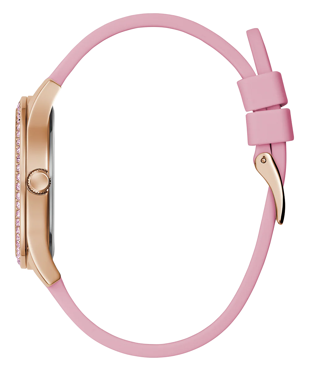 GUESS Ladies Pink Rose Gold Tone Analog Watch - Image 4