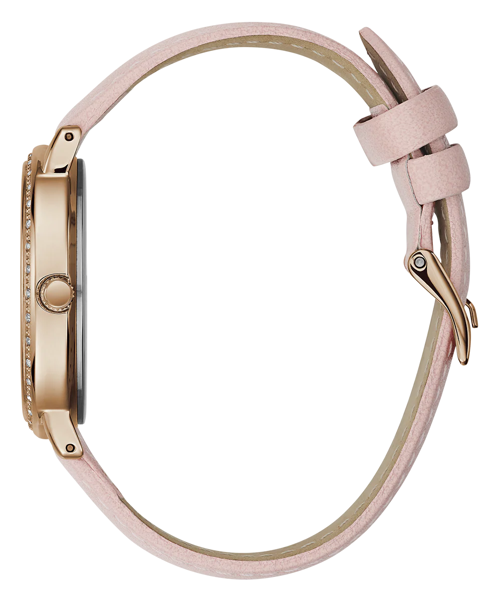 GUESS Ladies Pink Rose Gold Tone Analog Watch - Image 2