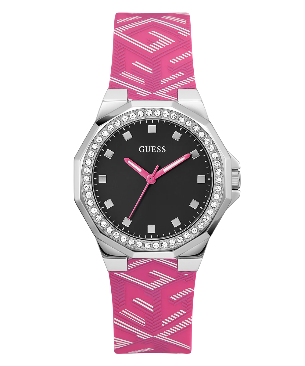 GUESS Ladies Pink Silver Tone Analog Watch - Image 4