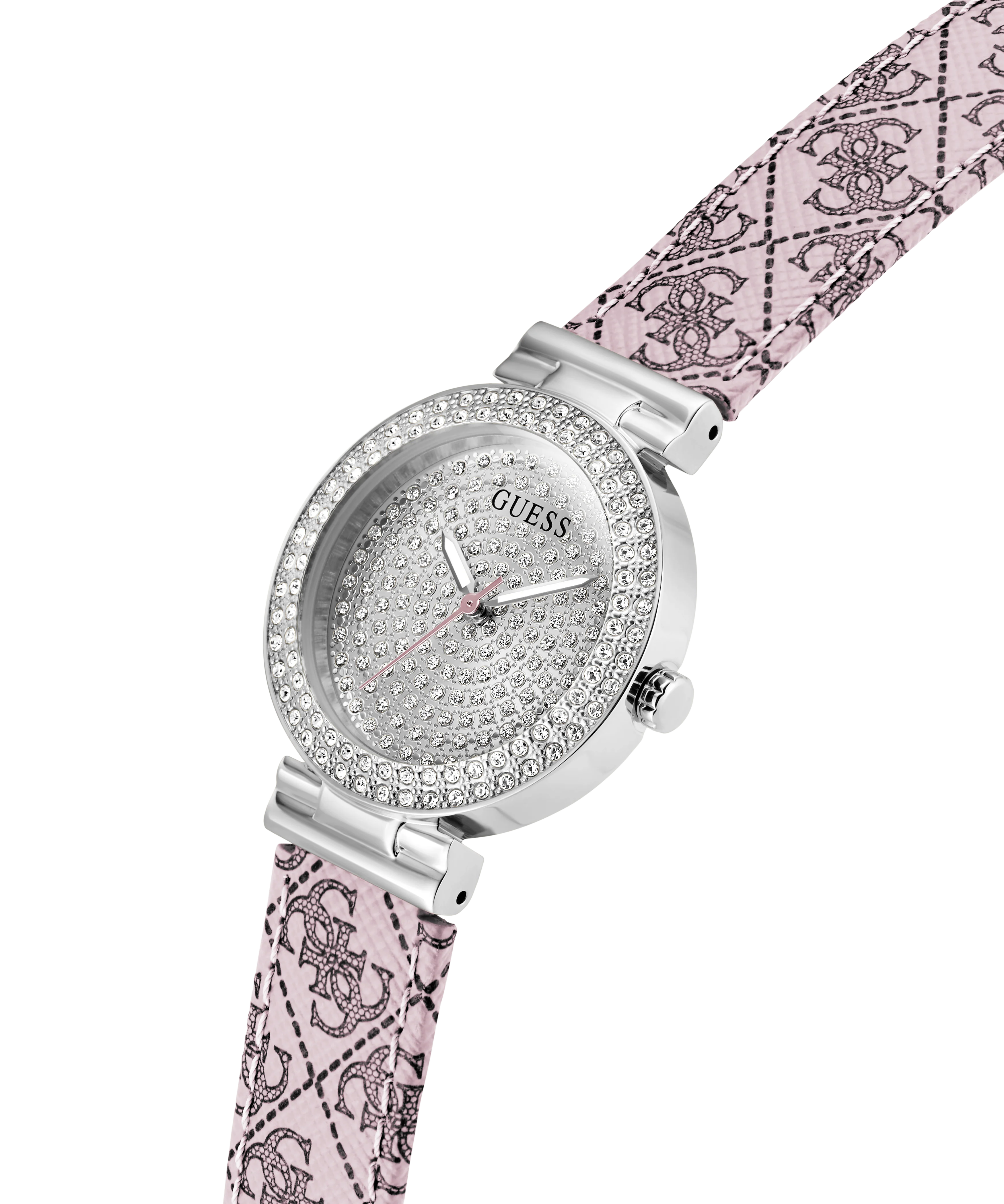 GUESS Ladies Pink Silver Tone Analog Watch - Image 2