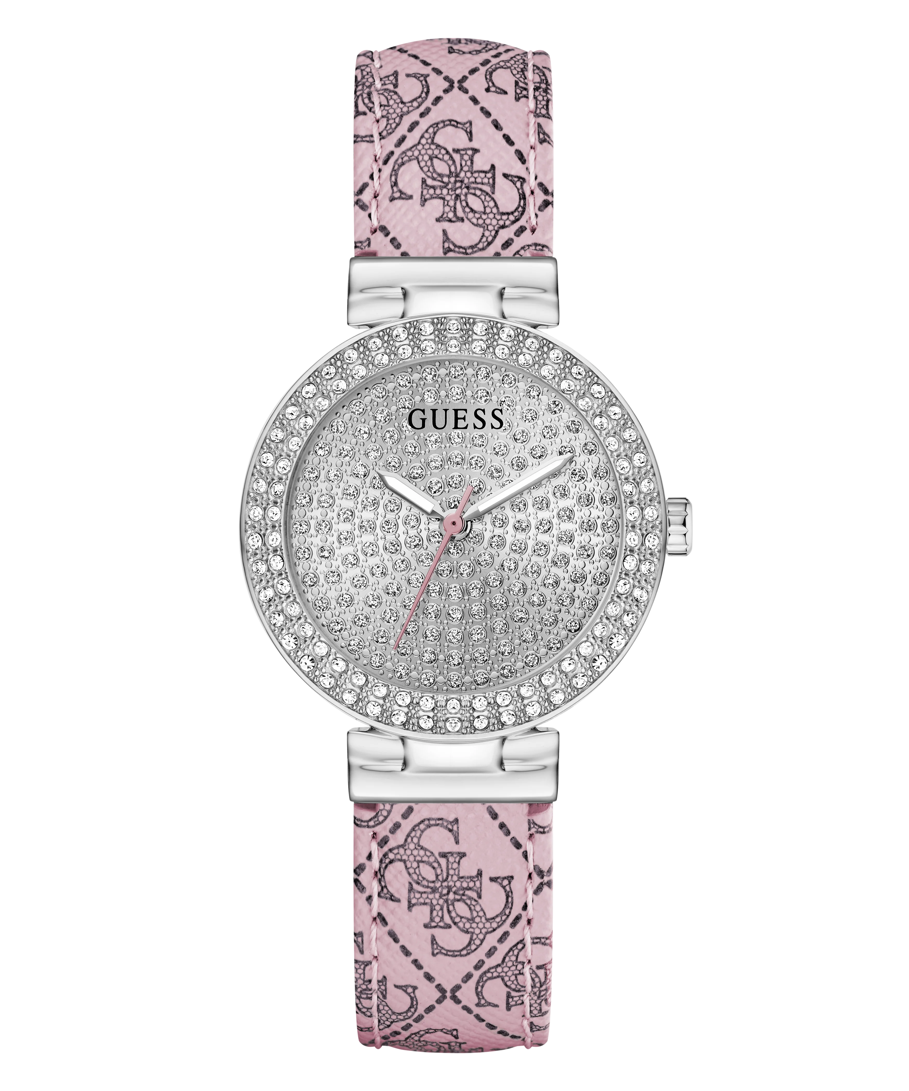 GUESS Ladies Pink Silver Tone Analog Watch - Image 3