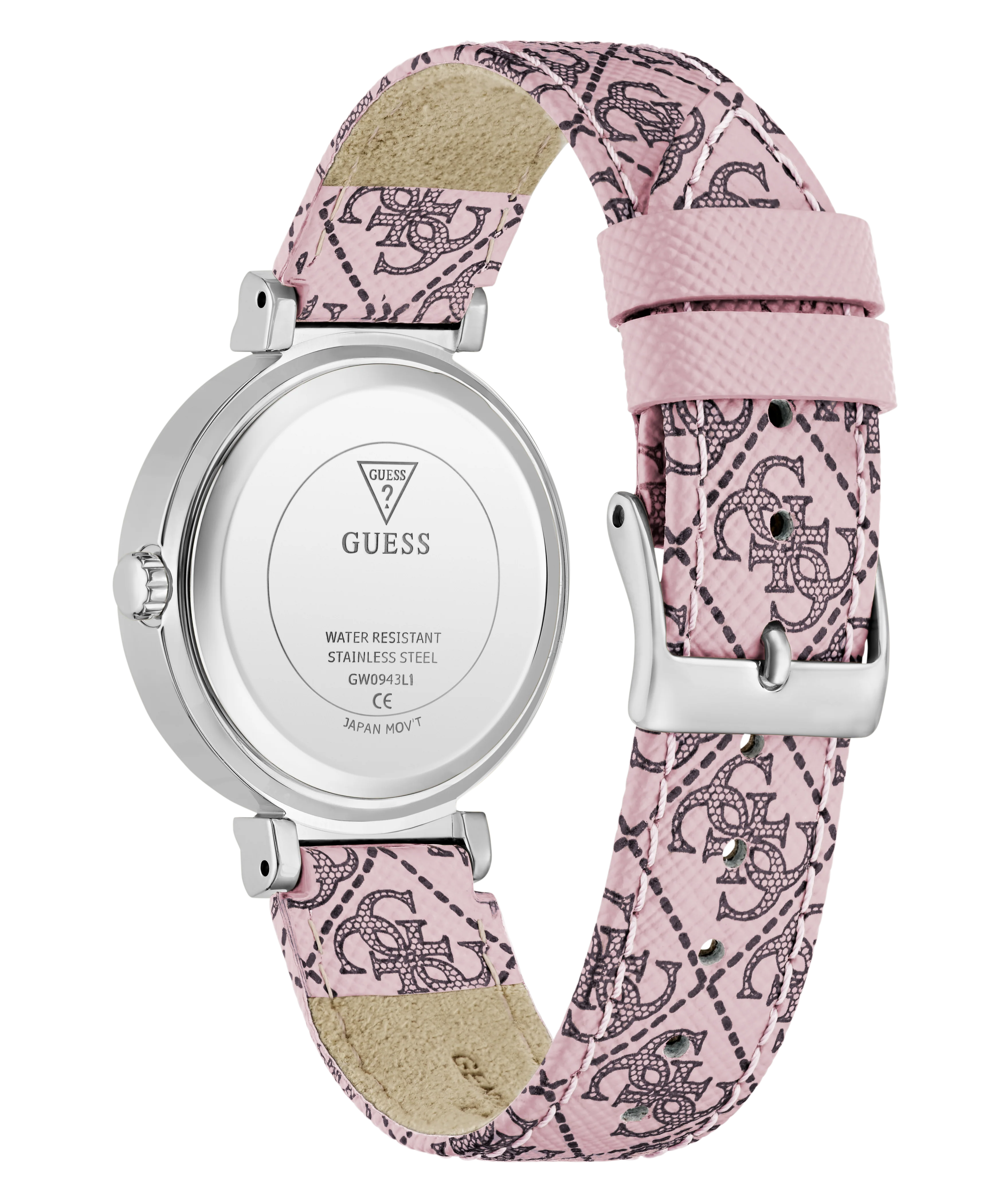 GUESS Ladies Pink Silver Tone Analog Watch - Image 4