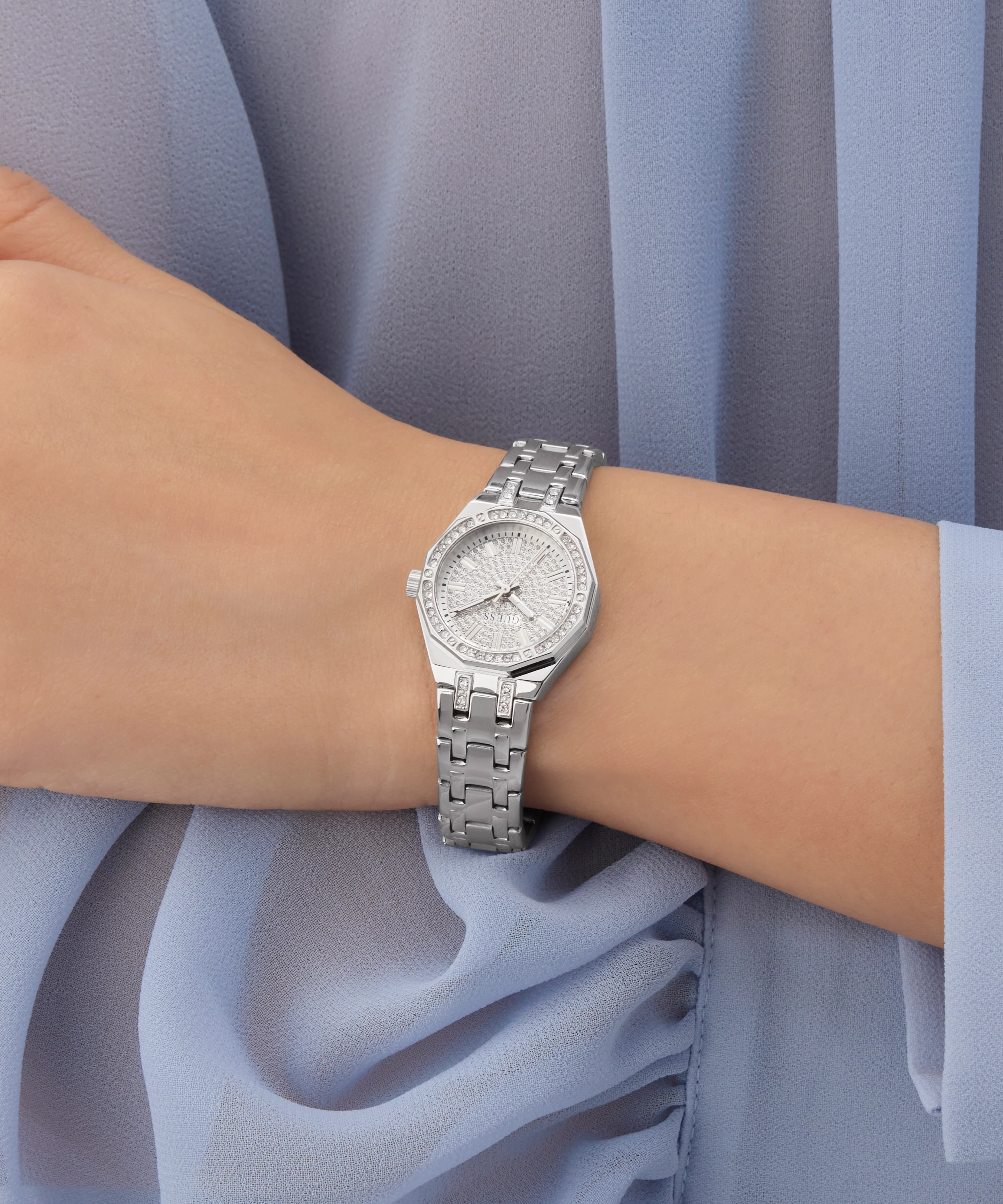 GUESS Ladies Pixie Silver Tone Analog Watch - Image 3