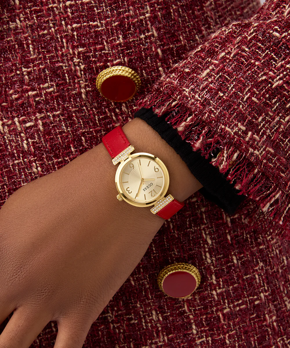 GUESS Ladies Red Gold Tone Analog Watch - Image 5