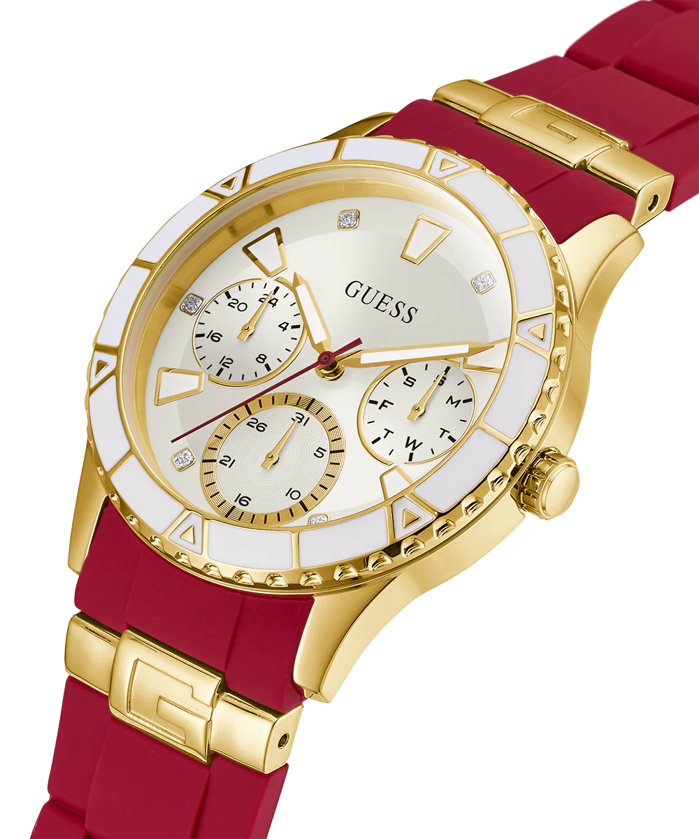 GUESS Ladies Red Gold Tone Multi-function Watch - Image 2