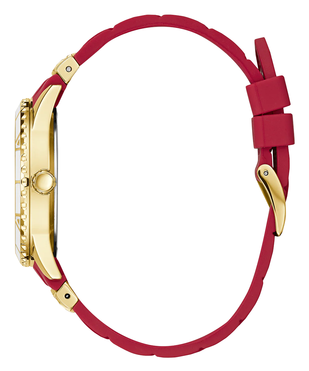 GUESS Ladies Red Gold Tone Multi-function Watch - Image 4