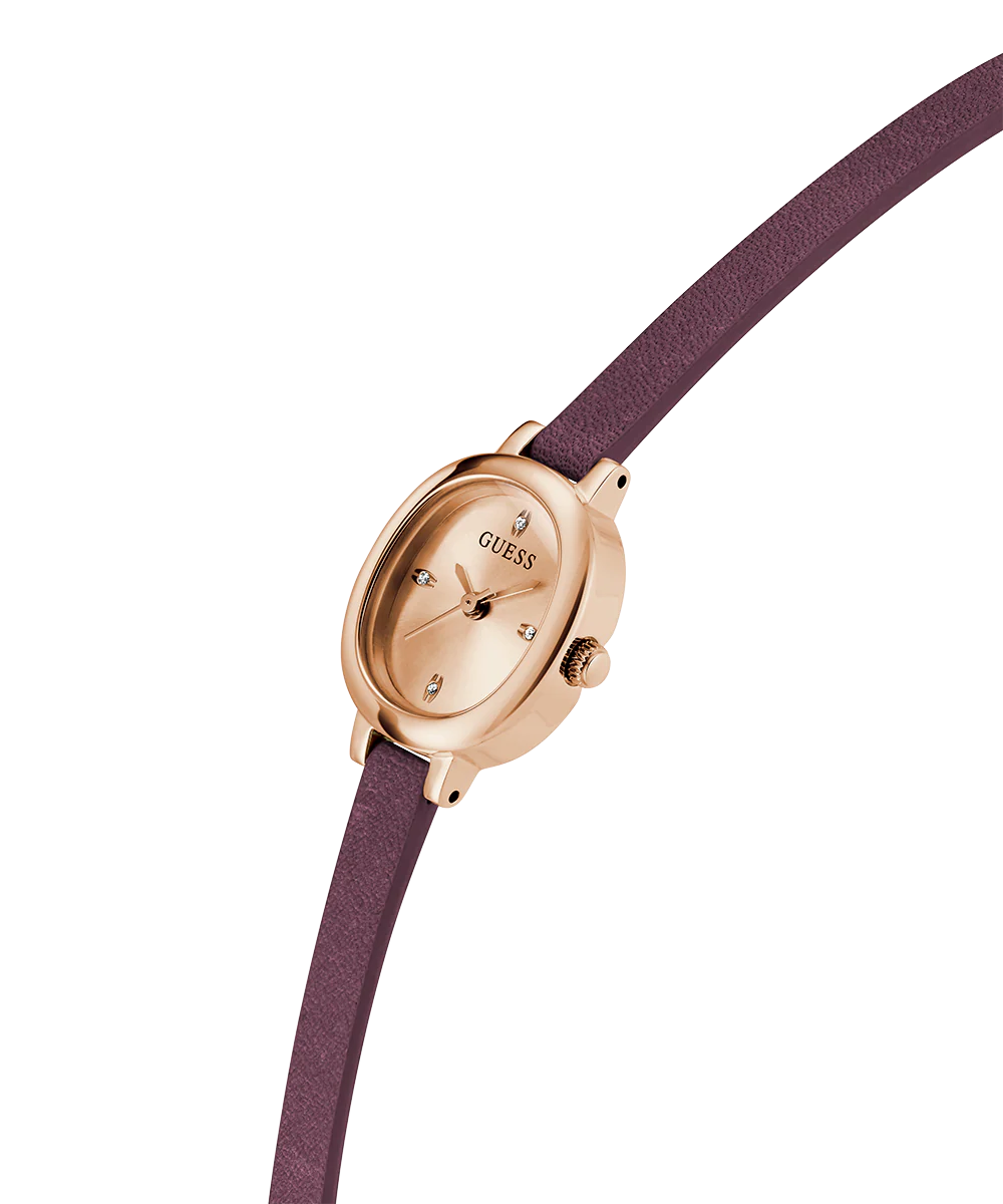 GUESS Ladies Red Rose Gold Tone Analog Watch - Image 2