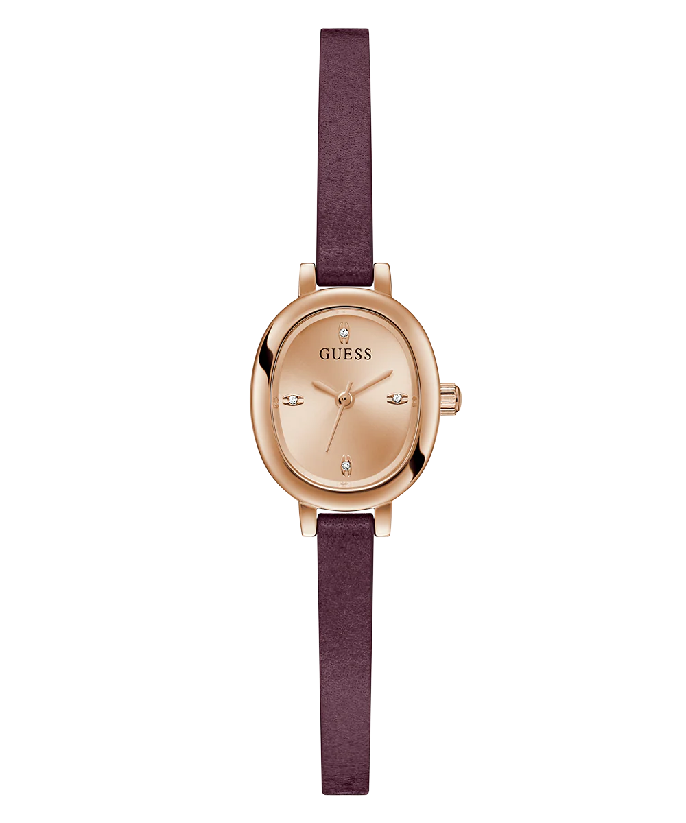 GUESS Ladies Red Rose Gold Tone Analog Watch - Image 4