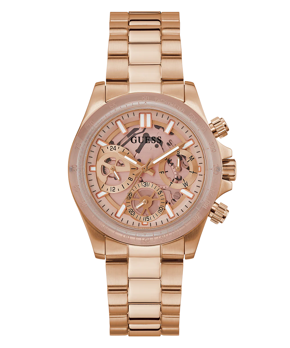 GUESS Ladies Rose Gold Tone 2-Tone Multi-function Watch - Image 3