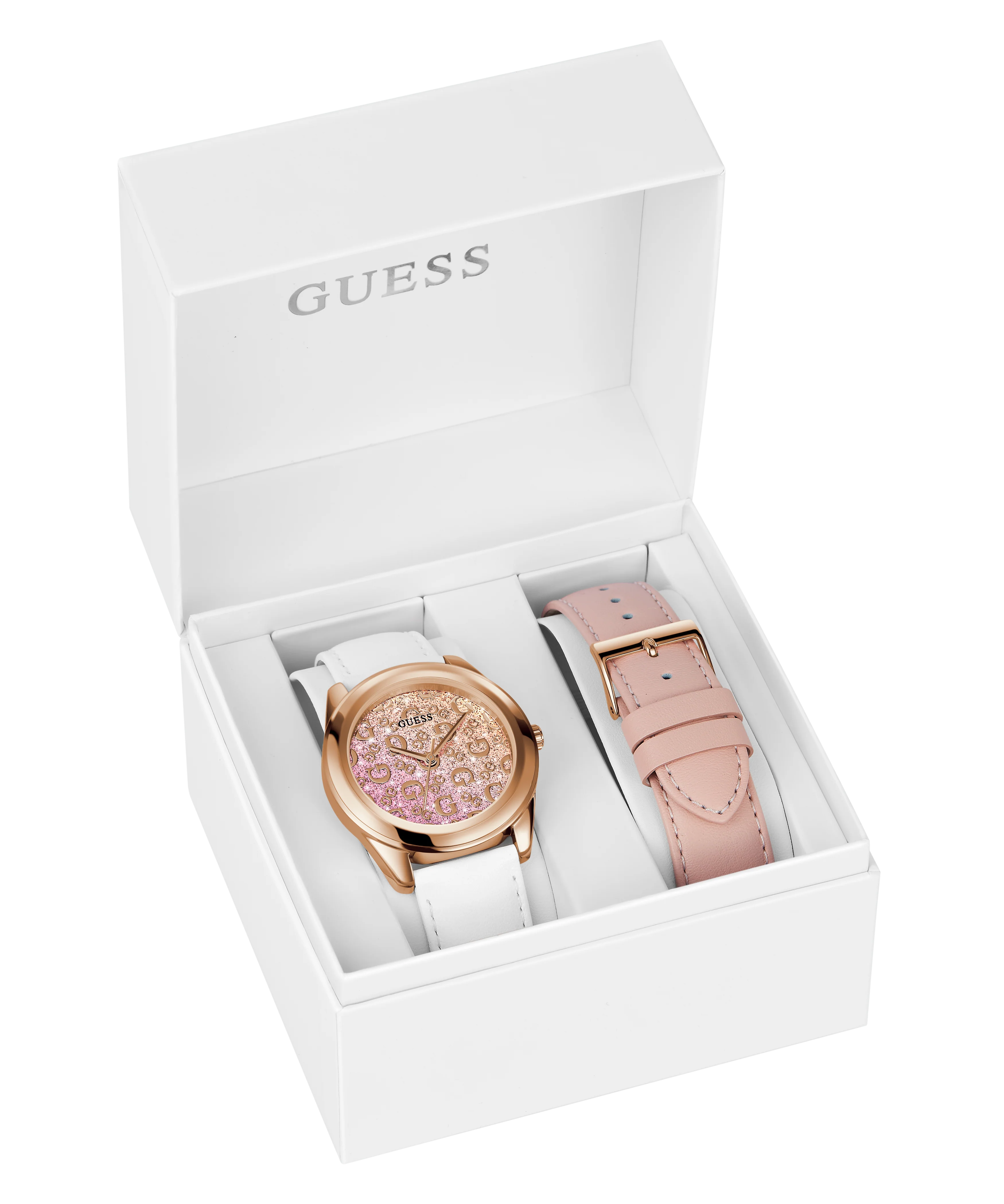 GUESS Ladies Rose Gold Tone Analog Watch Gift Set - Image 4
